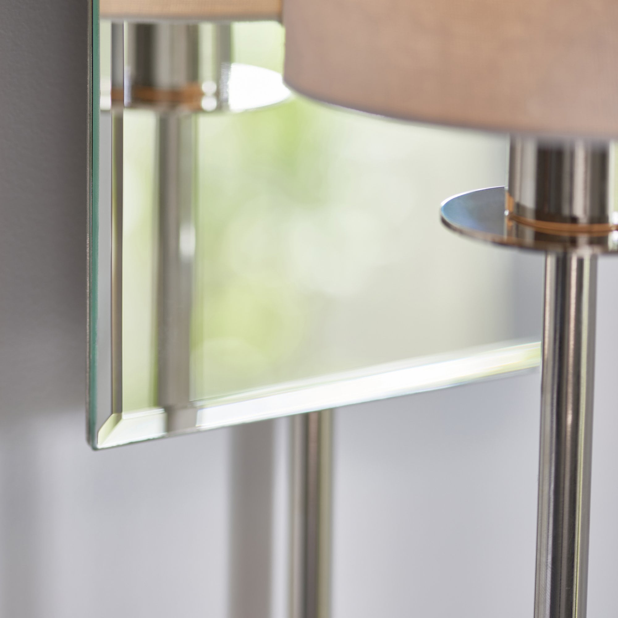 Utopia Magnum Mirrored Wall Light - Bright Nickel & Vintage White Shade