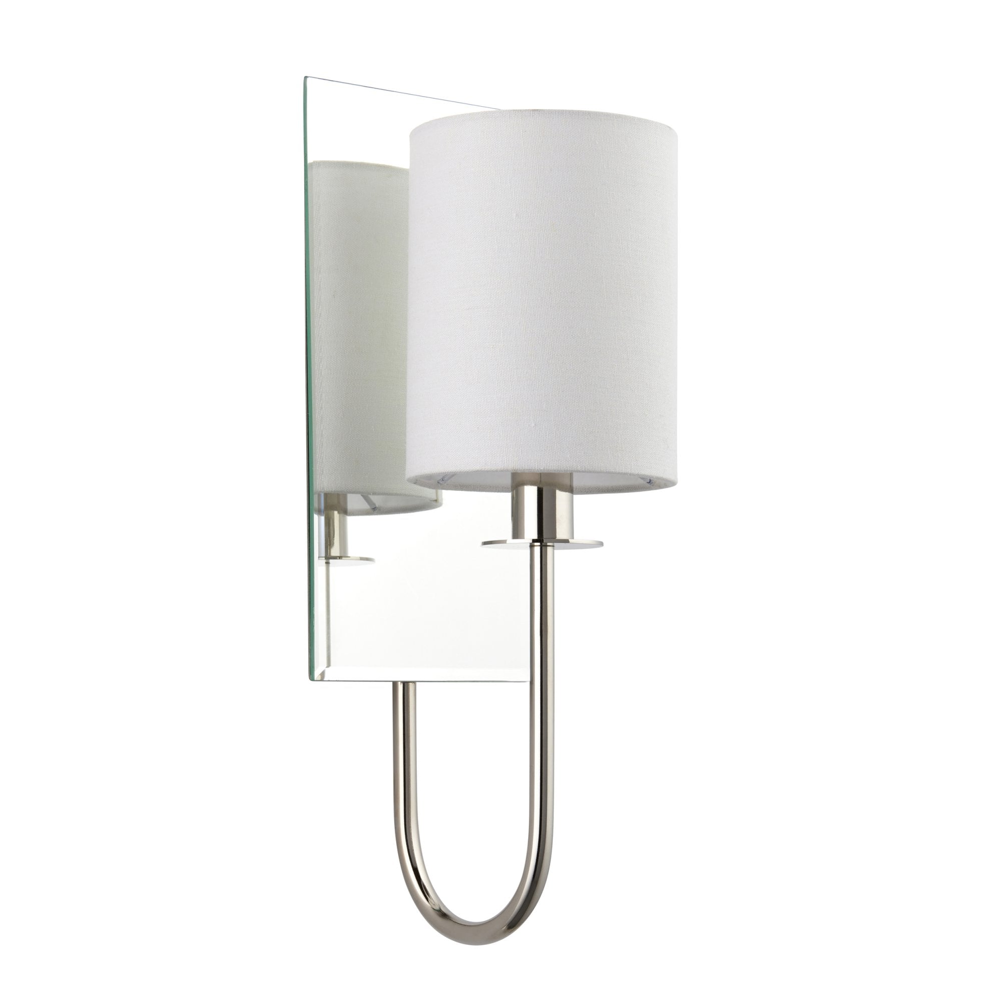 Utopia Magnum Mirrored Wall Light - Bright Nickel & Vintage White Shade