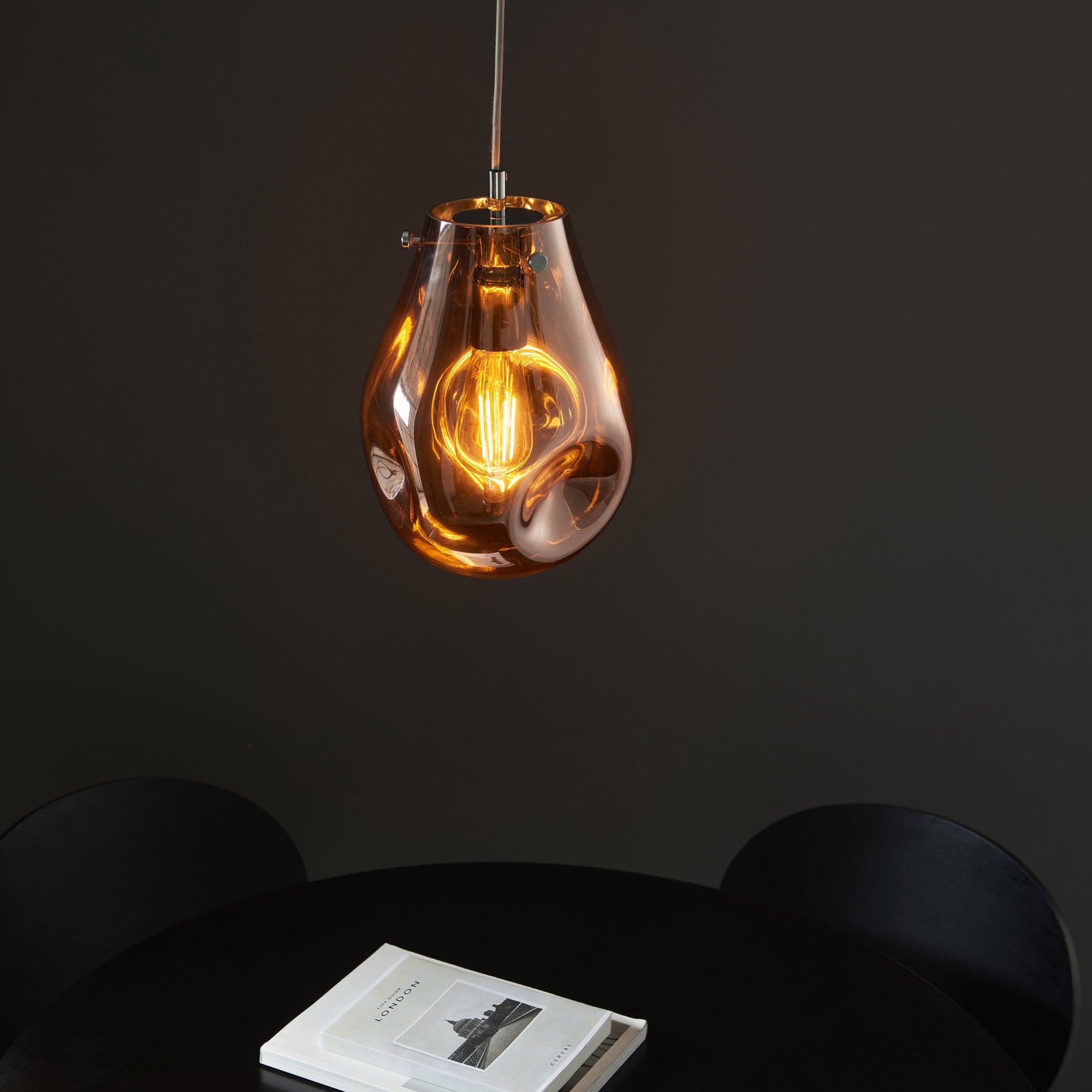 Utopia Dent Medium Glass Ceiling Pendant - Metallic Copper