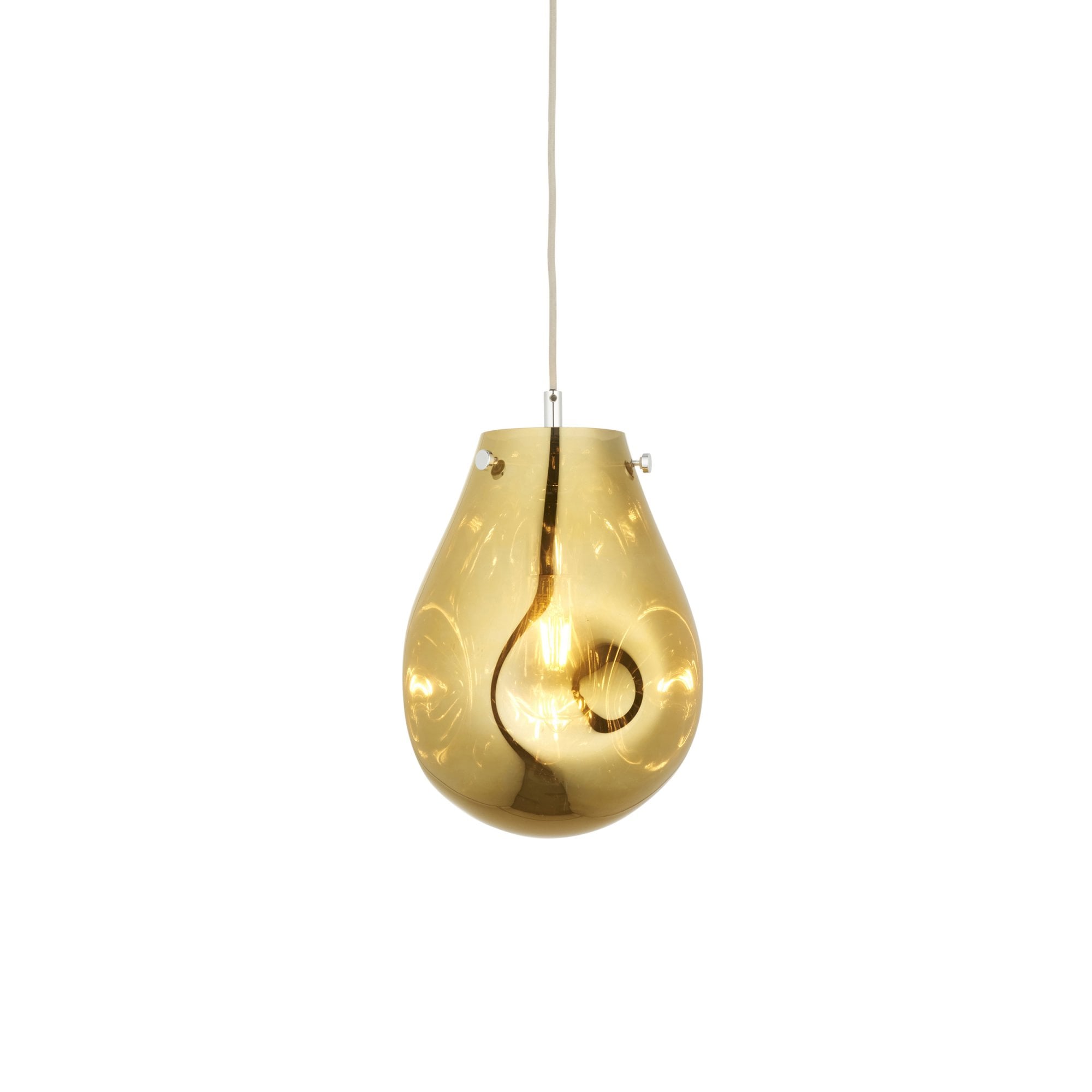 Utopia Dent Medium Glass Ceiling Pendant - Metallic Gold