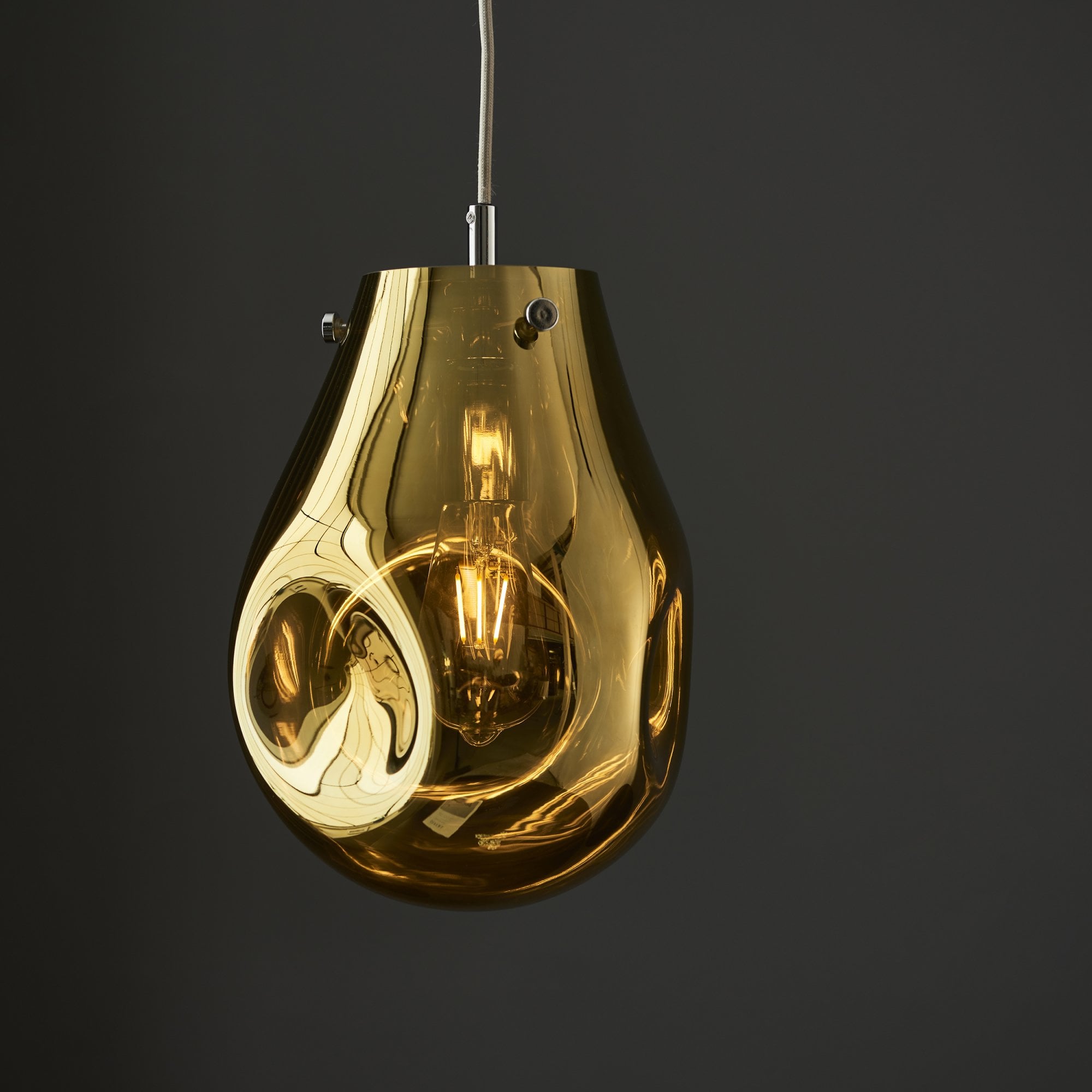 Utopia Dent Medium Glass Ceiling Pendant - Metallic Gold
