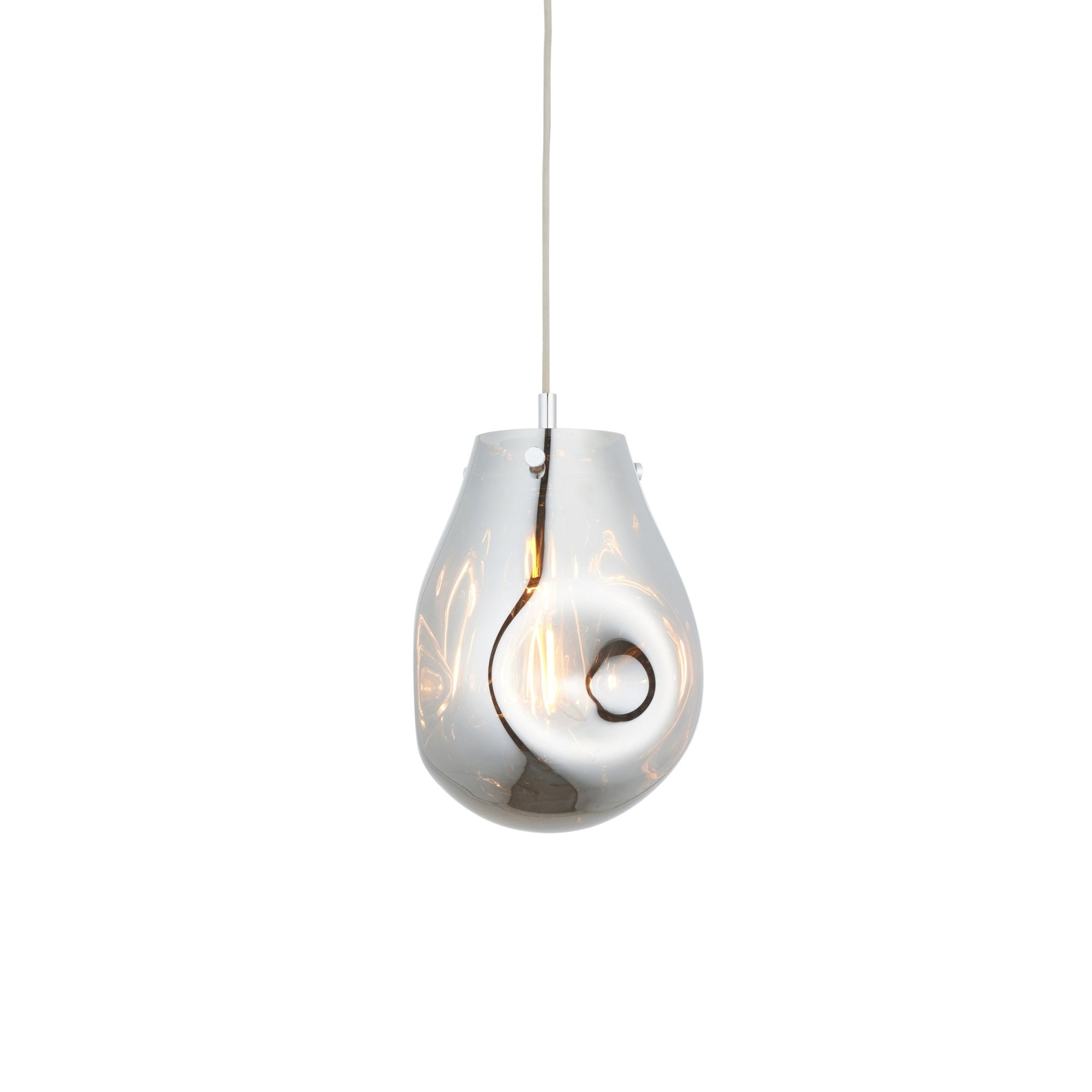 Utopia Dent Medium Glass Ceiling Pendant - Metallic Chrome