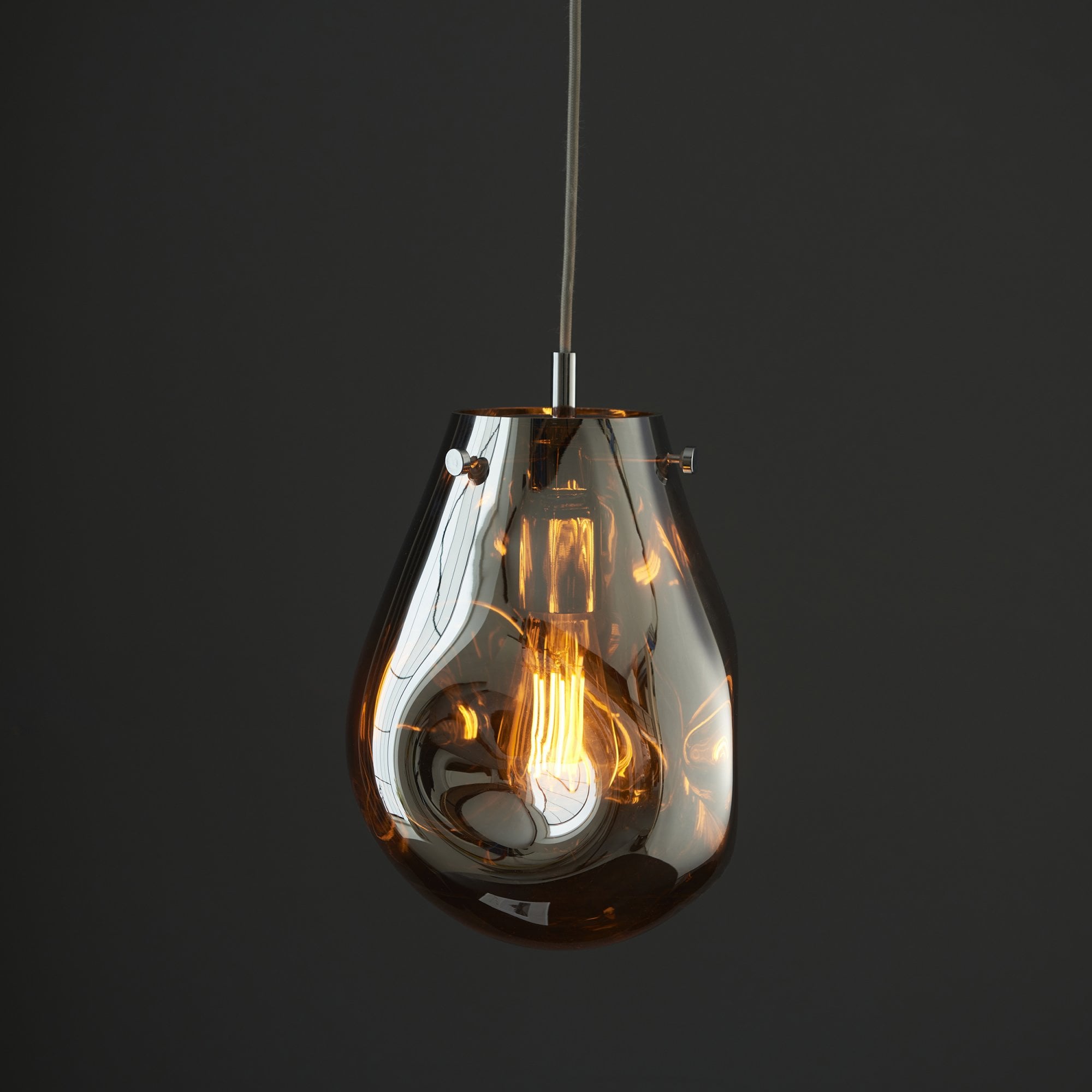 Utopia Dent Medium Glass Ceiling Pendant - Metallic Chrome