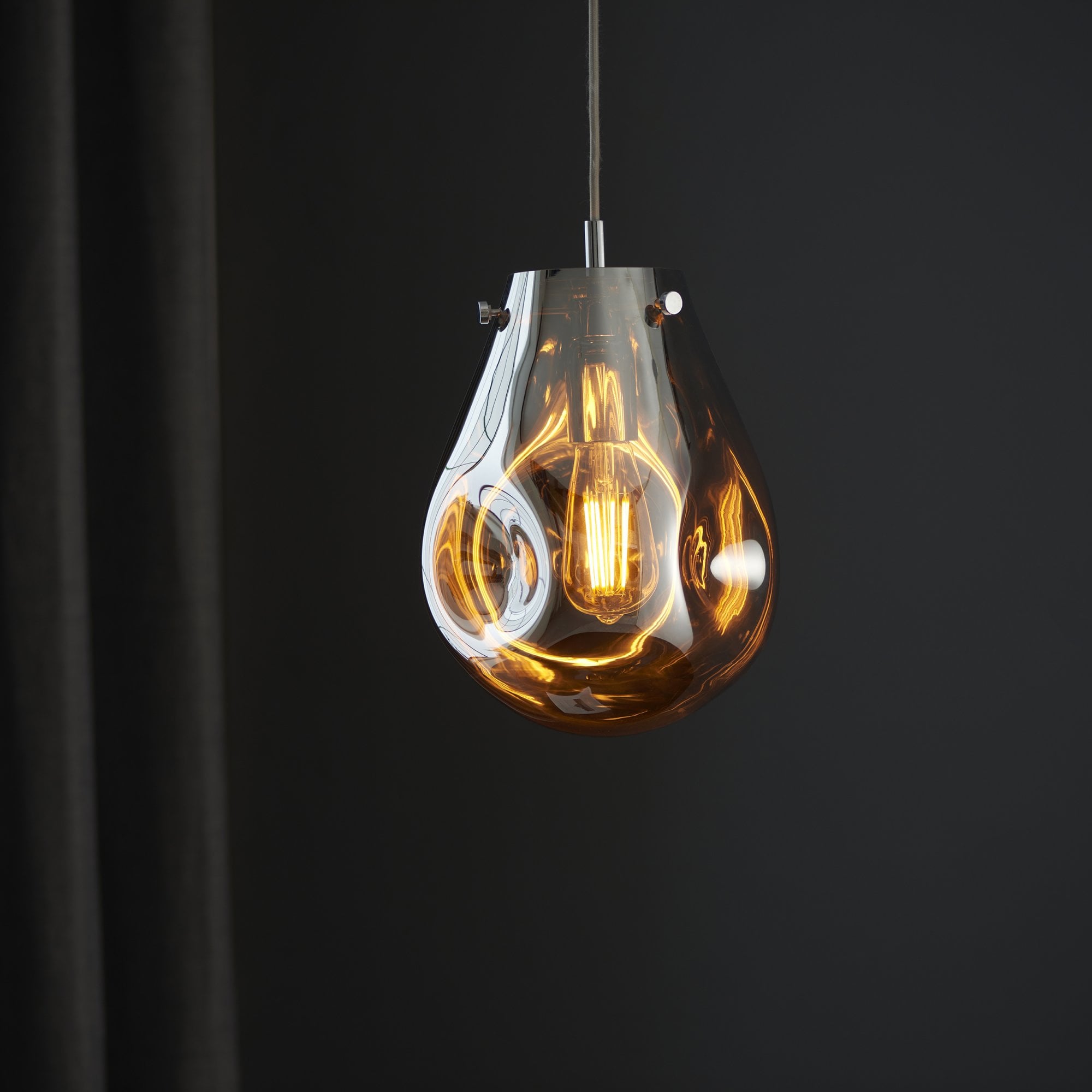 Endon Dent Medium Glass Ceiling Pendant - Metallic Chrome