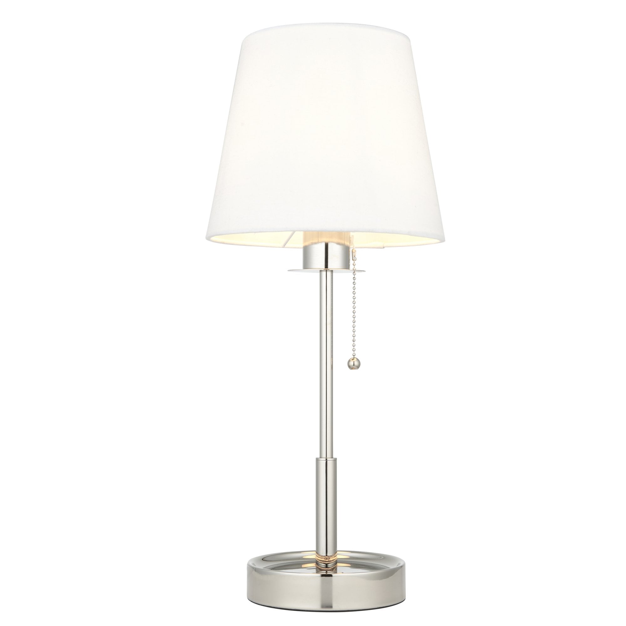 Utopia Eton Vanity Table Lamp - Bright Nickel & Vintage White Tapered Shade