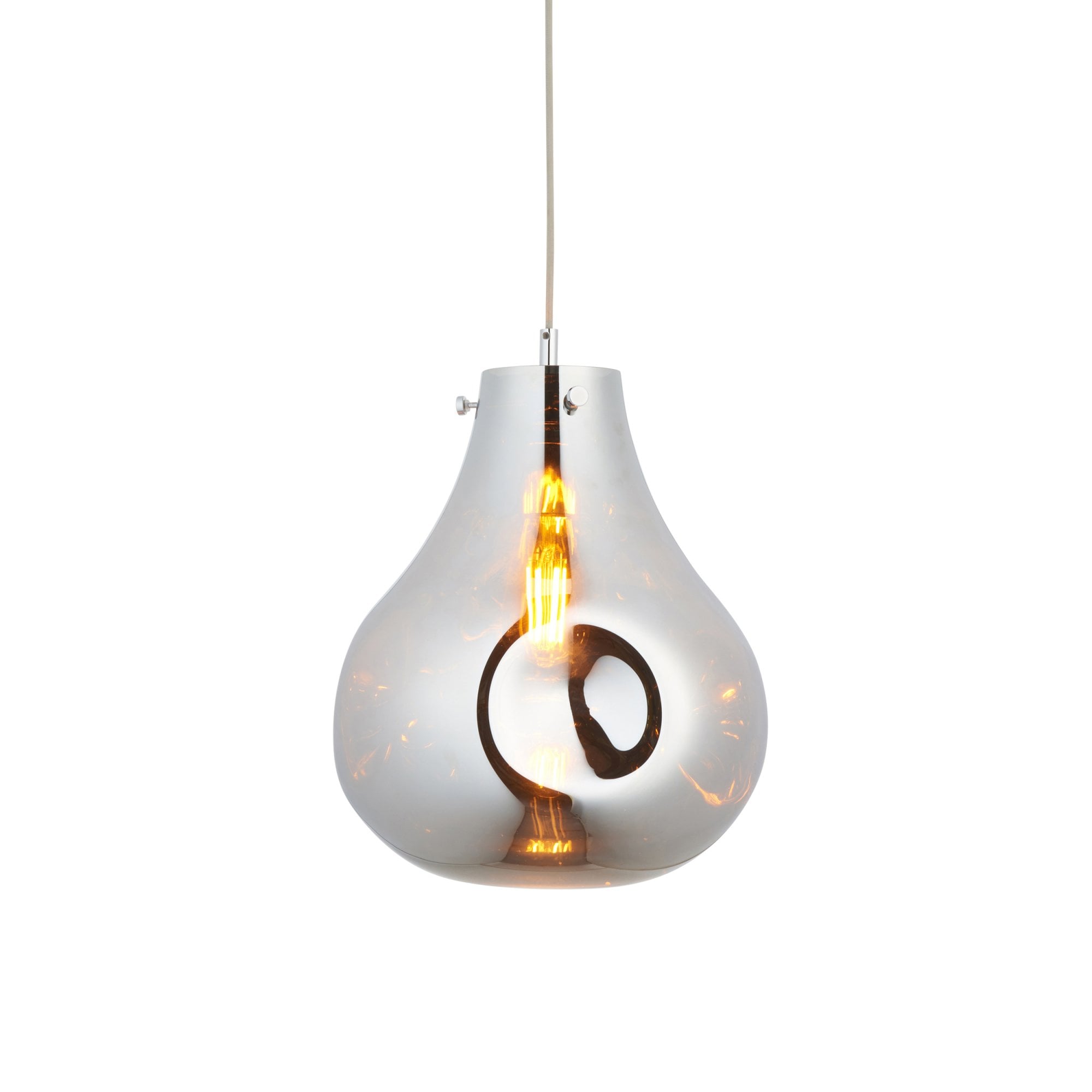 Utopia Dent Large Glass Ceiling Pendant - Metallic Chrome