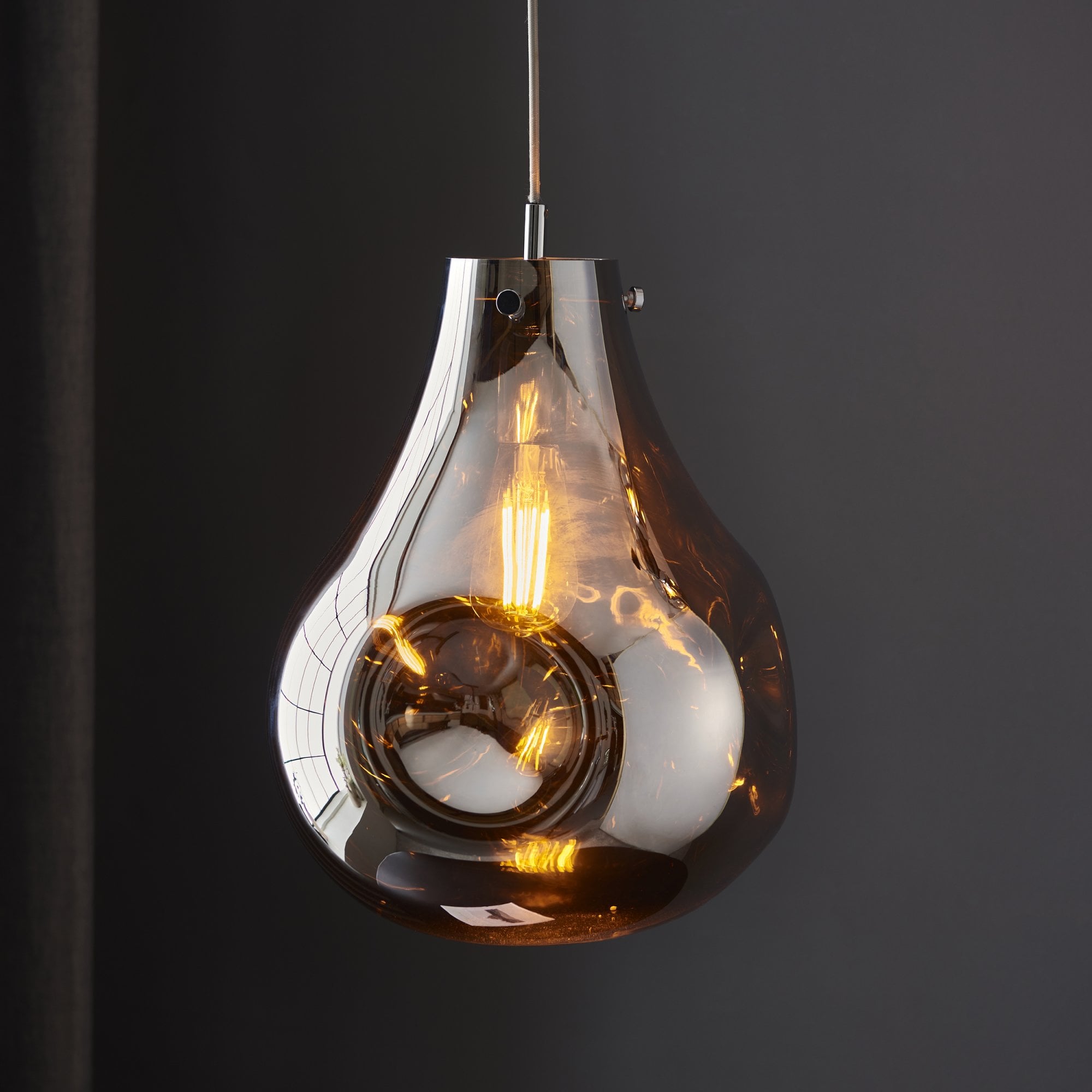Utopia Dent Large Glass Ceiling Pendant - Metallic Chrome