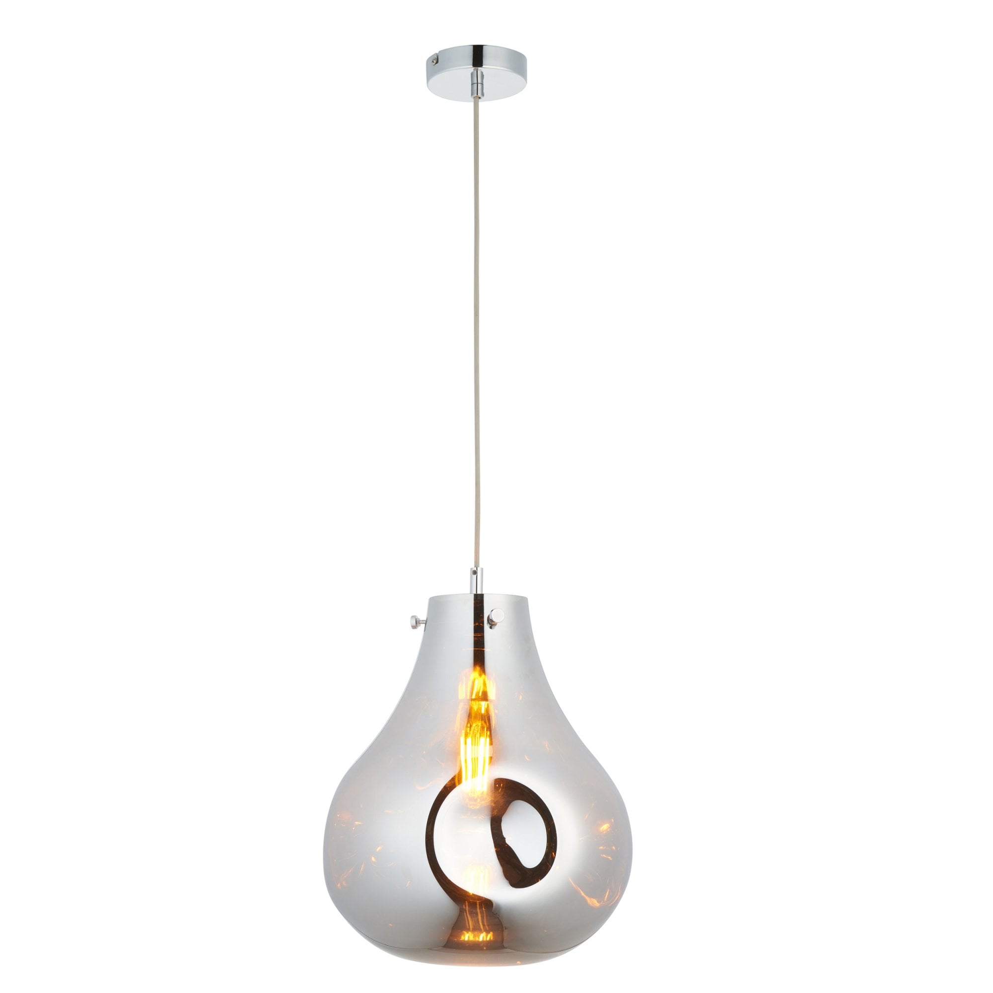 Endon Dent Large Glass Ceiling Pendant - Metallic Chrome
