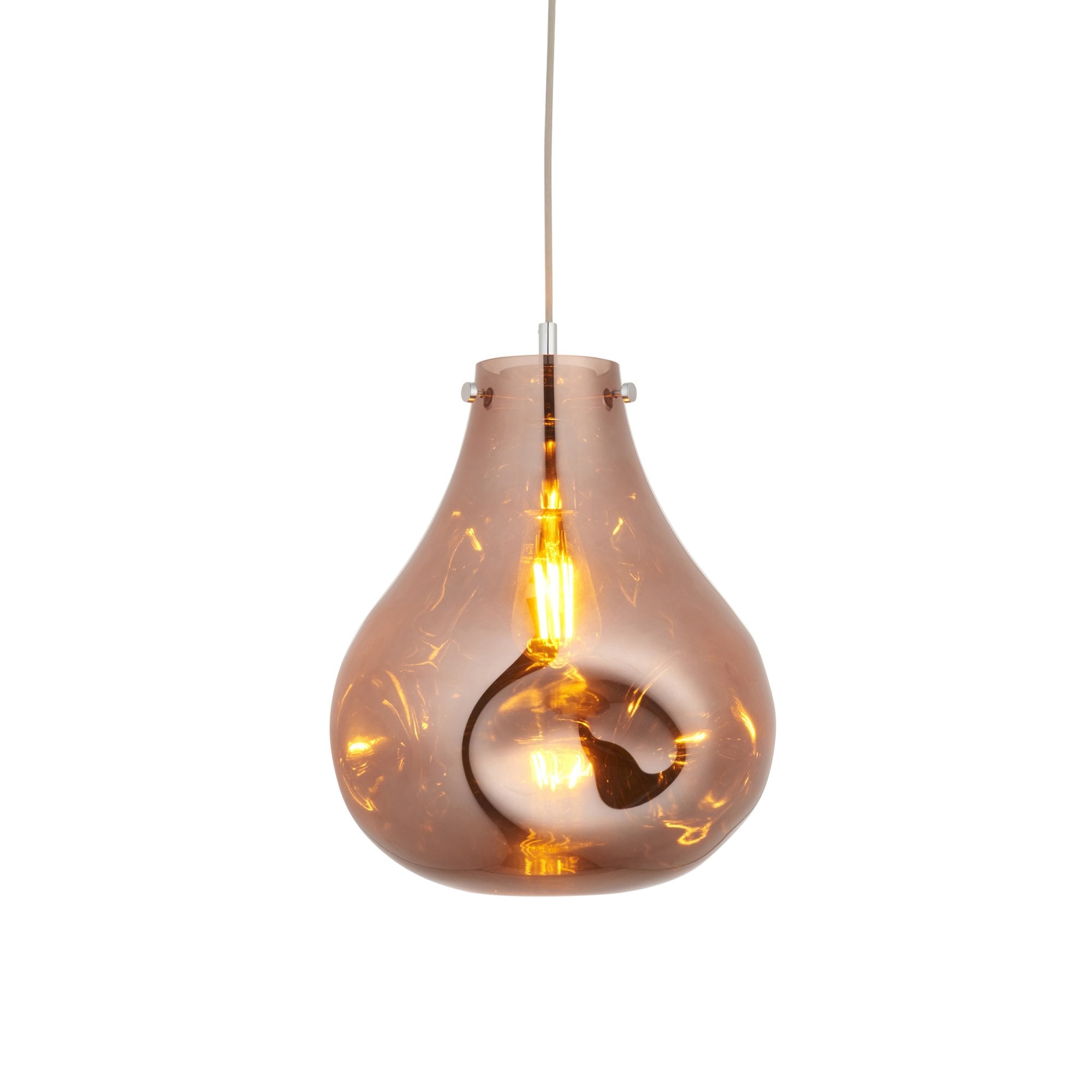 Utopia Dent Large Glass Ceiling Pendant - Metallic Copper