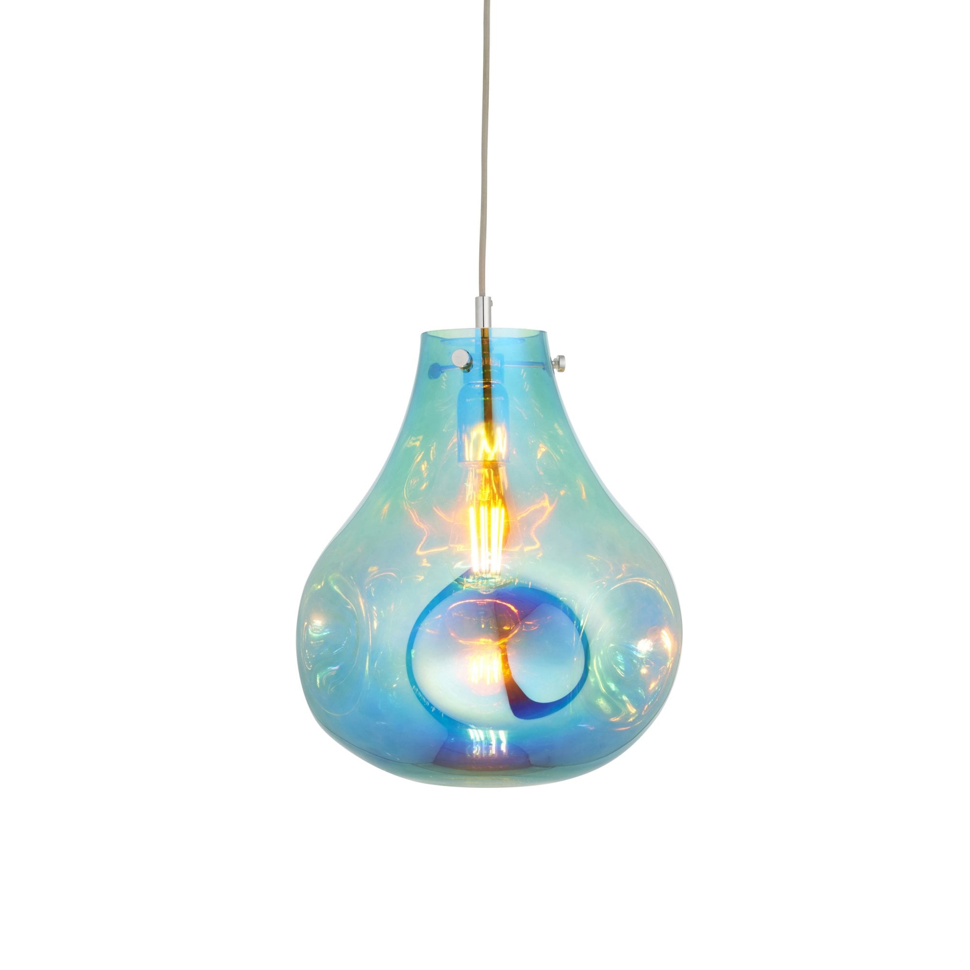 Utopia Dent Large Glass Ceiling Pendant - Metallic Petrol