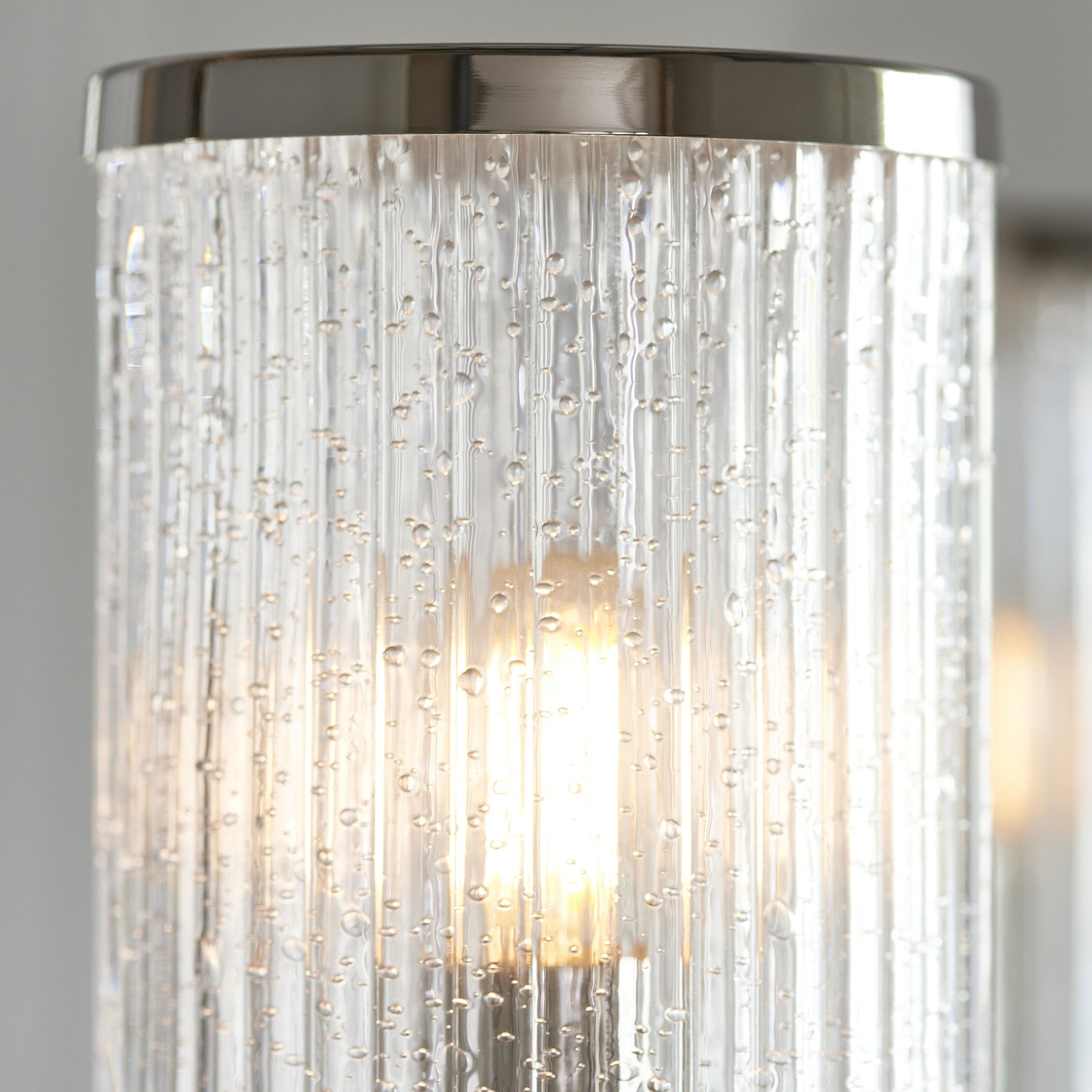 Endon Henbury 5 Light Ceiling Pendant - Bright Nickel & Ribbed Bubble Glass Shades