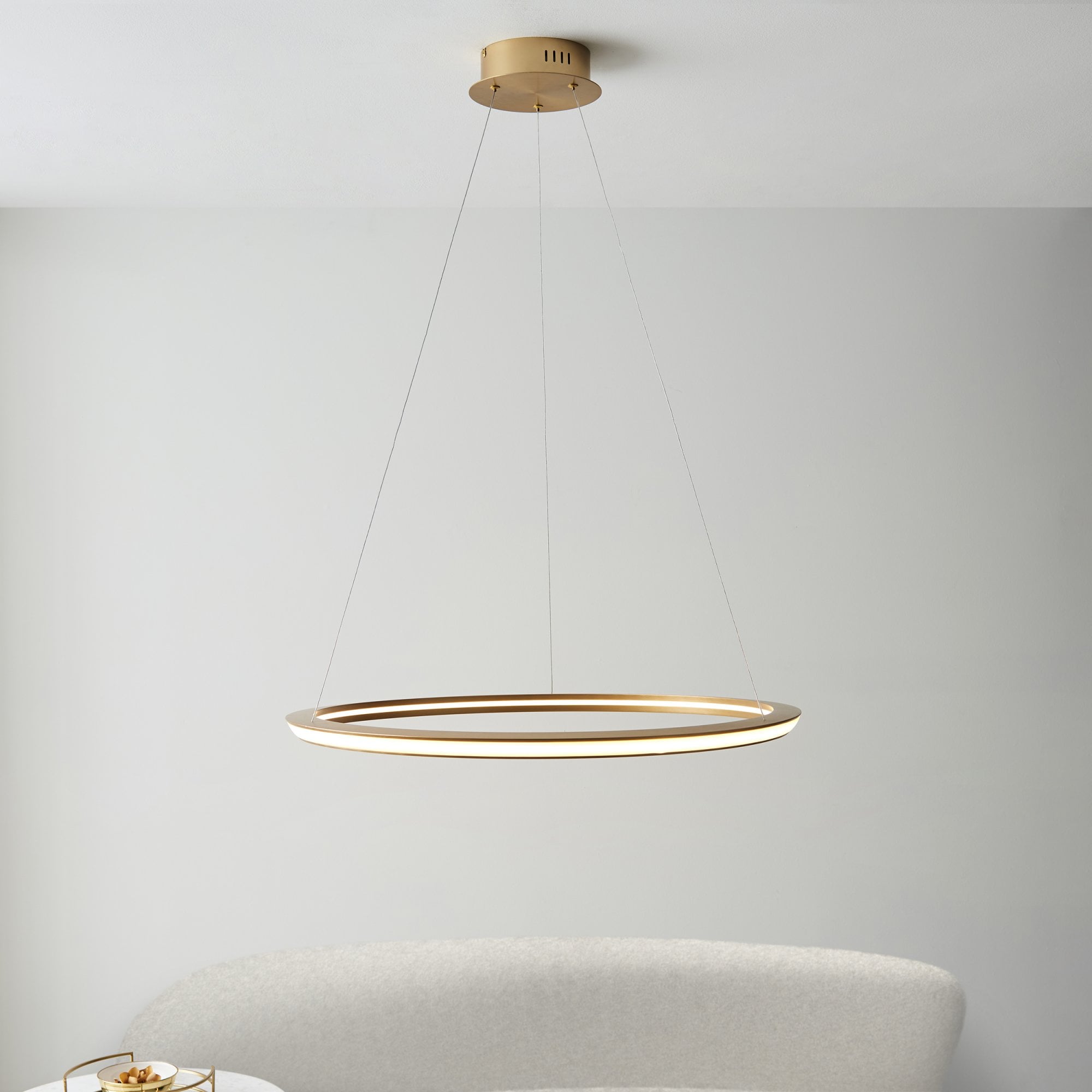 Utopia Circle LED Ring Pendant - Satin Gold