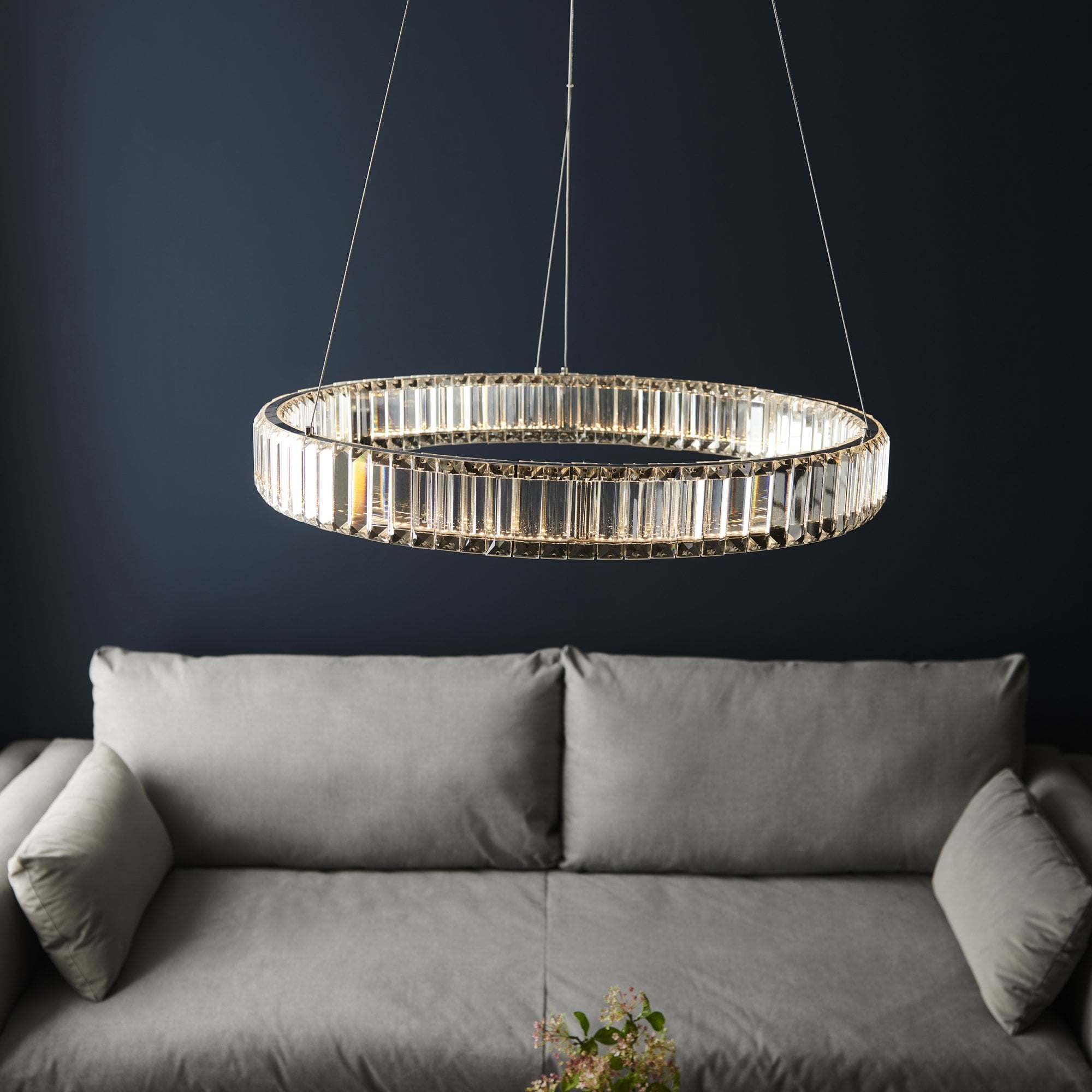 Utopia Sabo LED Ring Pendant - Clear Crystal Glass