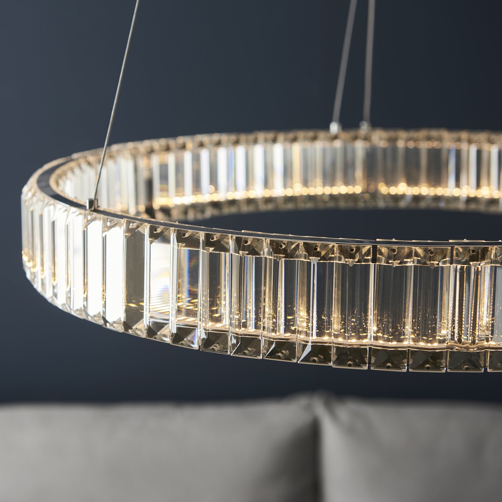 Utopia Sabo LED Ring Pendant - Clear Crystal Glass