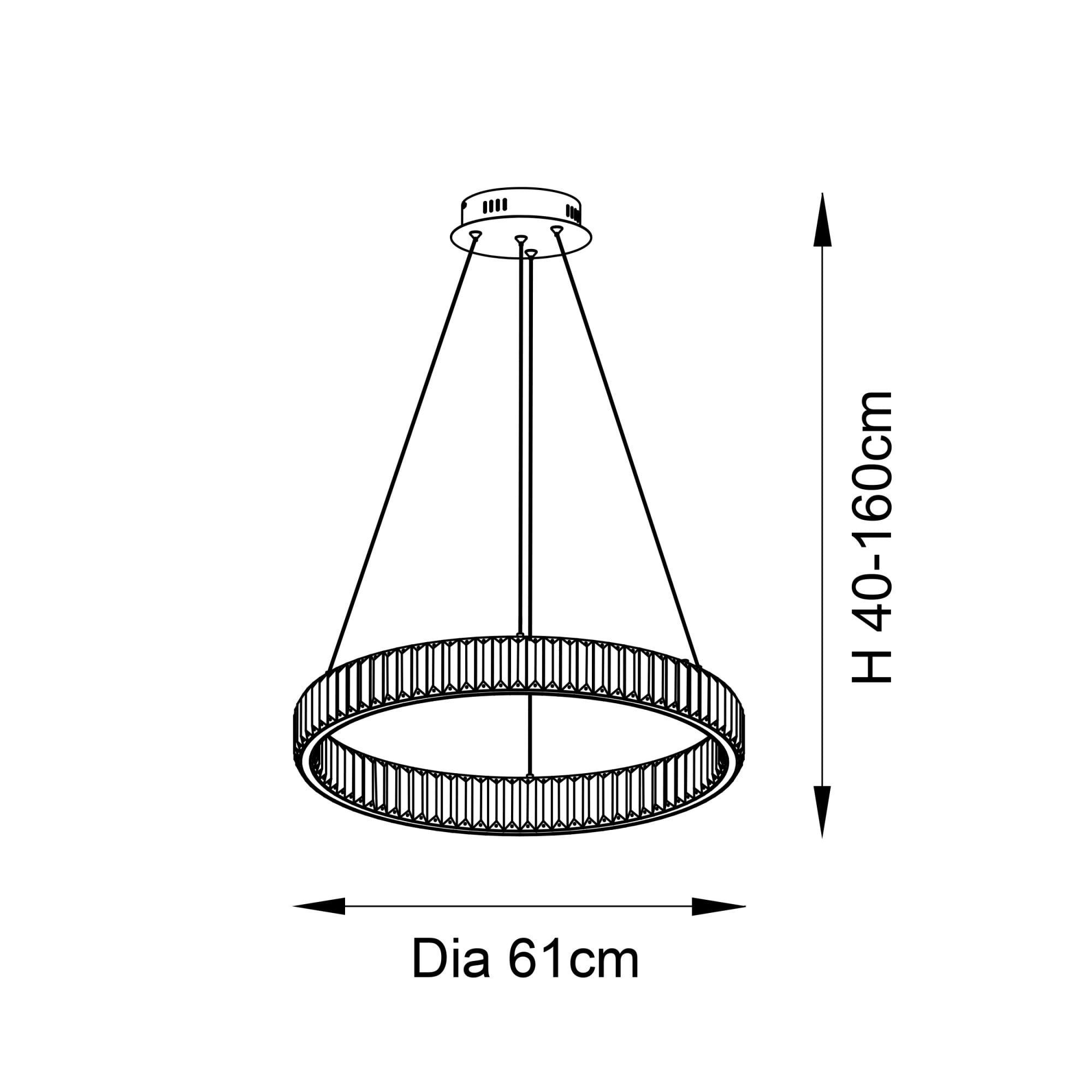Utopia Sabo LED Ring Pendant - Clear Crystal Glass