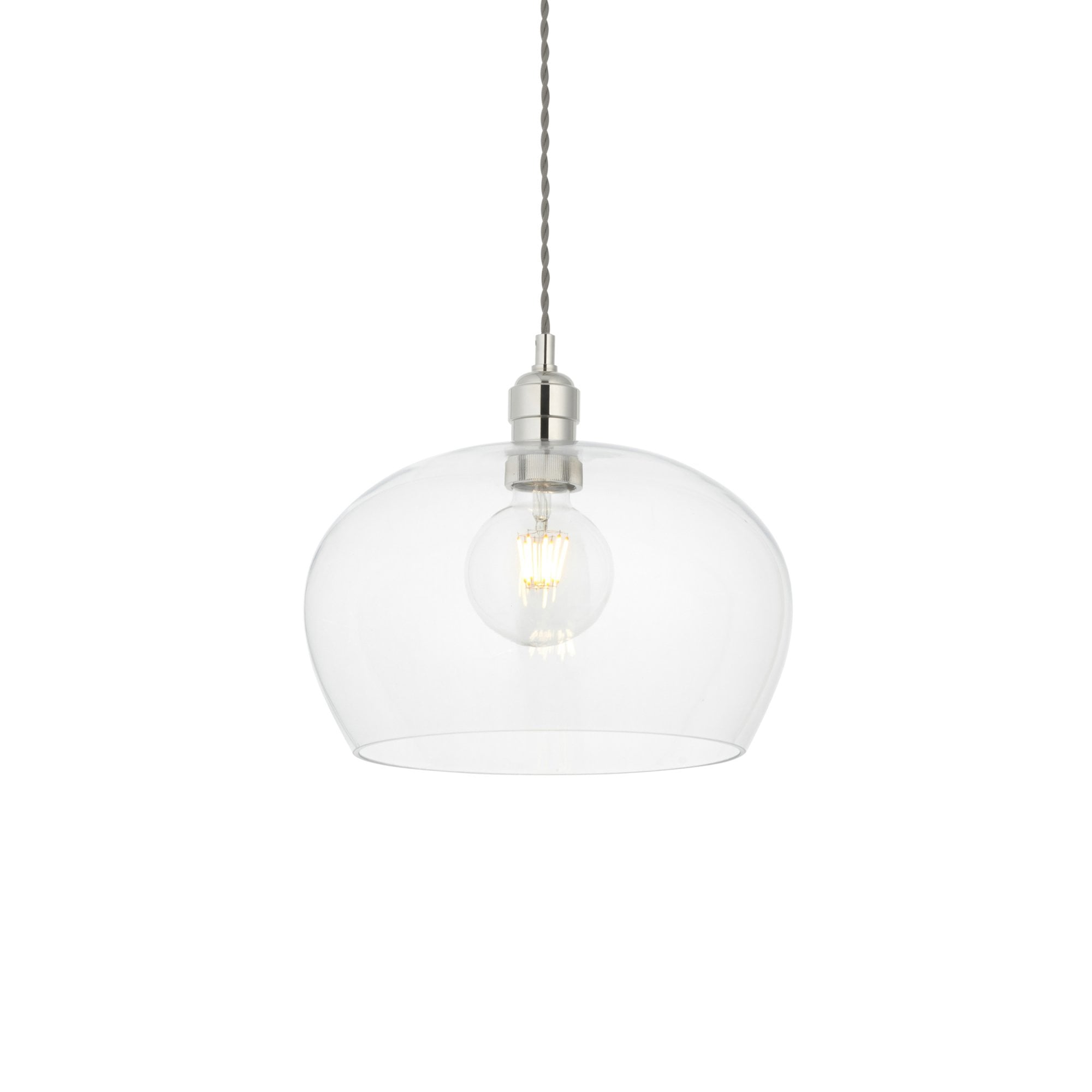 Utopia Walton Medium Ceiling Pendant - Bright Nickel & Clear Glass