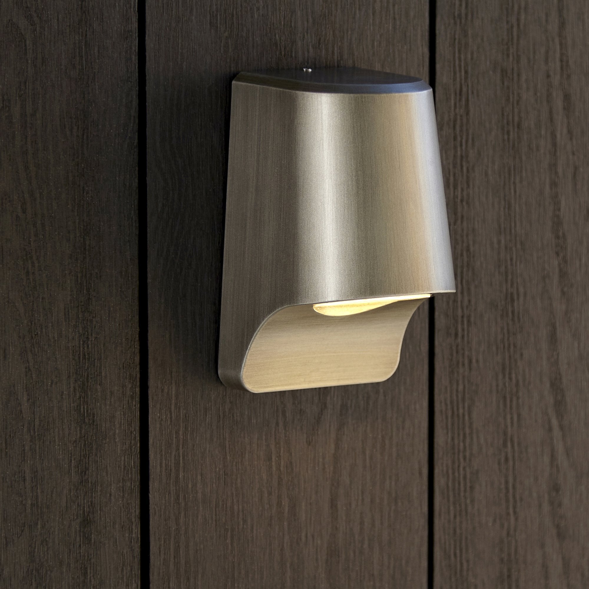 Utopia Compact Die Cast IP44 LED Wall Light - Aged Pewter & Frosted Glass