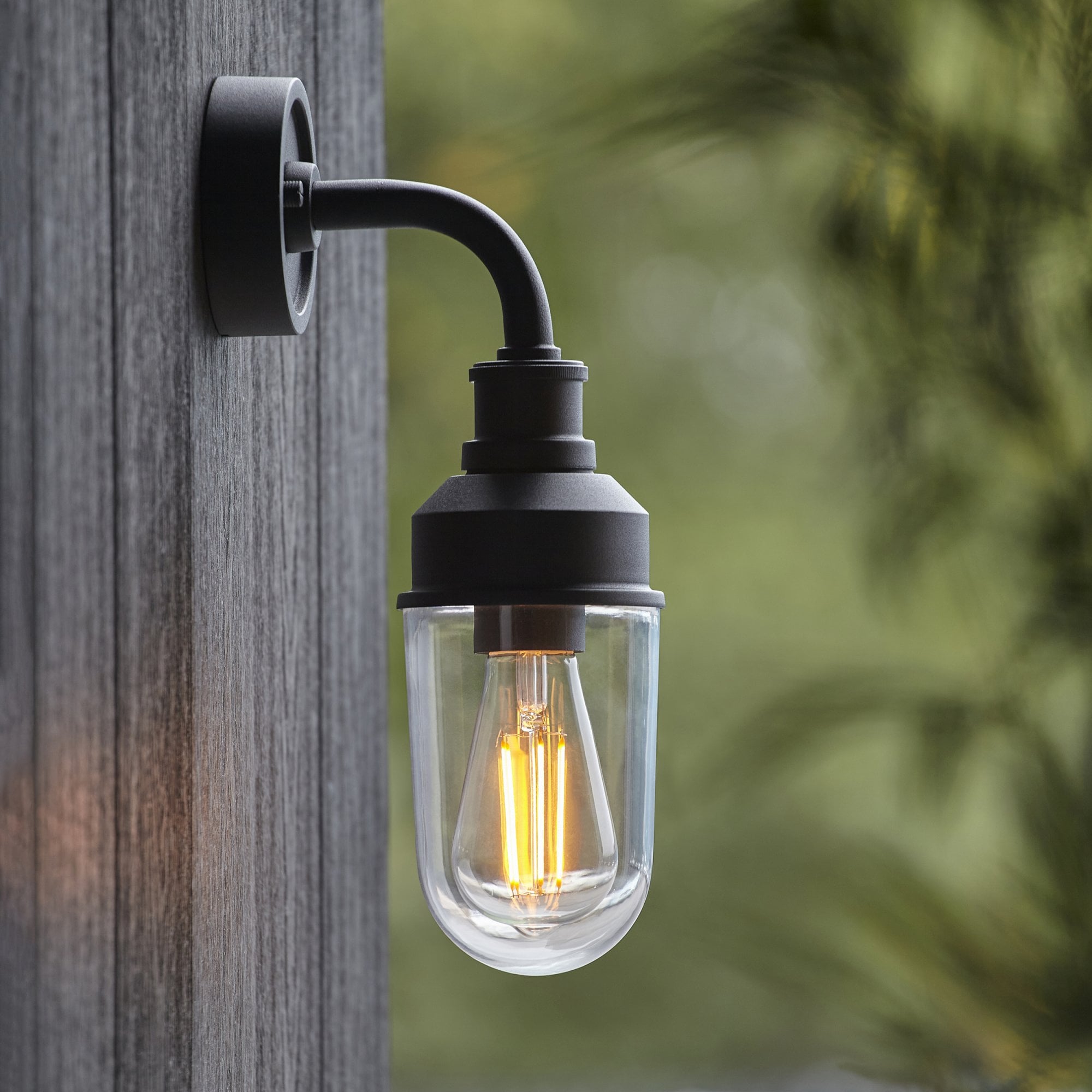 Utopia View Single Wall Light - Textured Black & Clear Glass