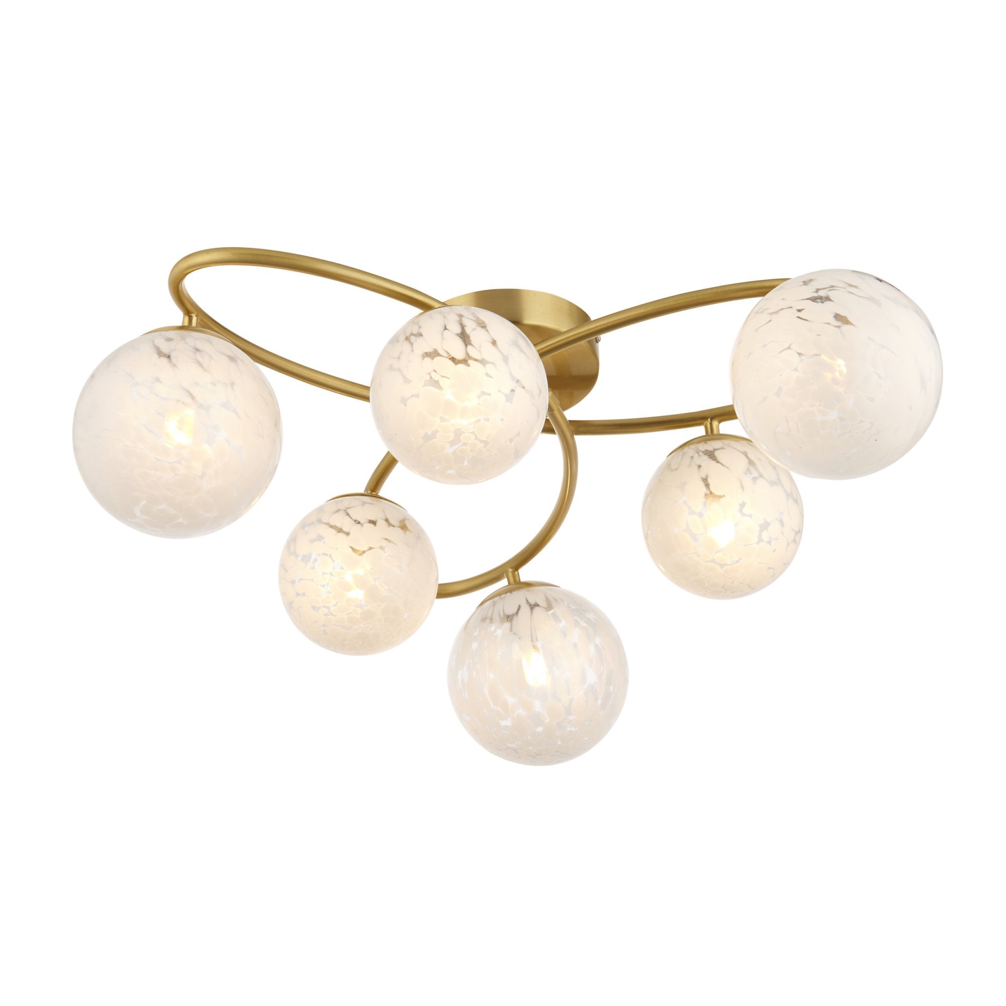 Endon Maye 6 Light Semi Flush - Satin Brass & Confetti Glass