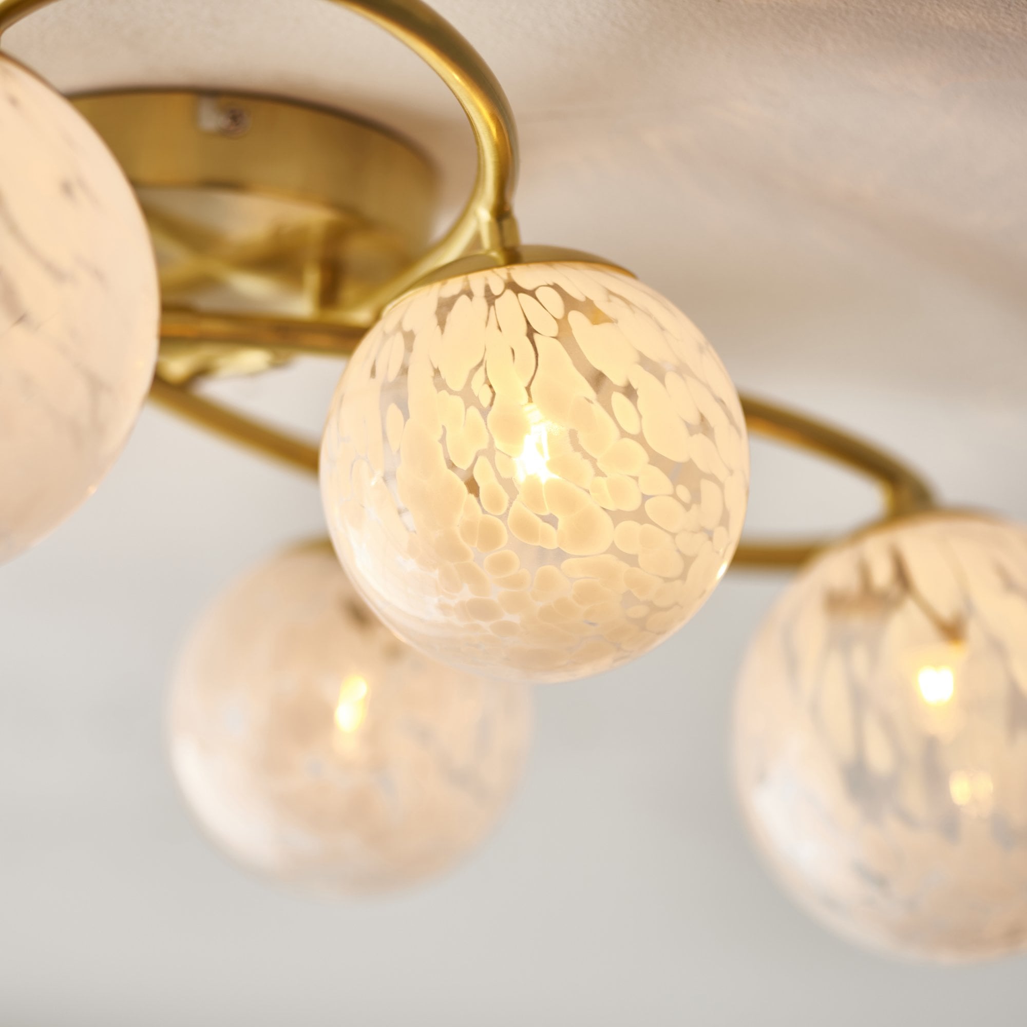 Endon Maye 6 Light Semi Flush - Satin Brass & Confetti Glass