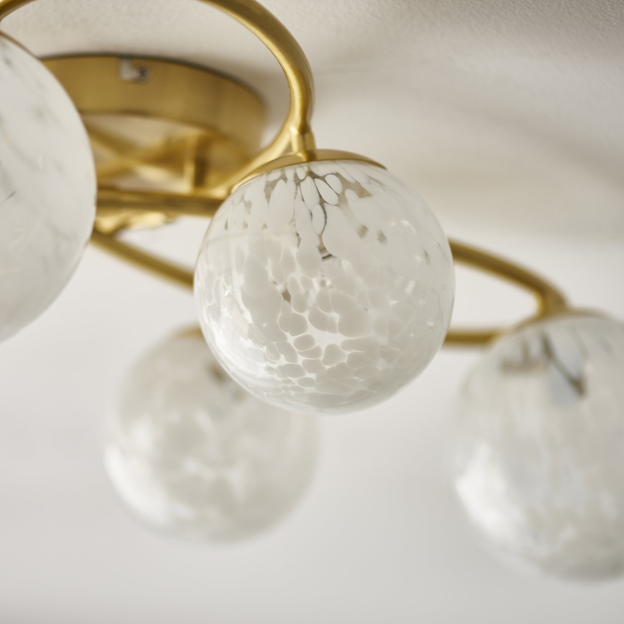Endon Maye 6 Light Semi Flush - Satin Brass & Confetti Glass