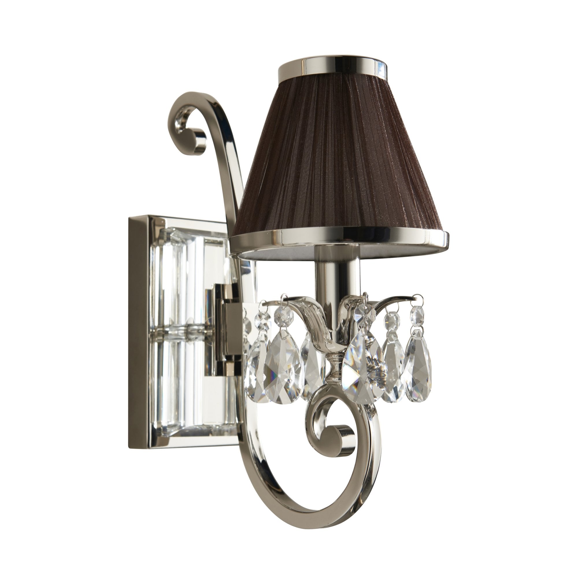 Interiors 1900 Oksana Single Wall Light - Nickel & Chocolate Shade