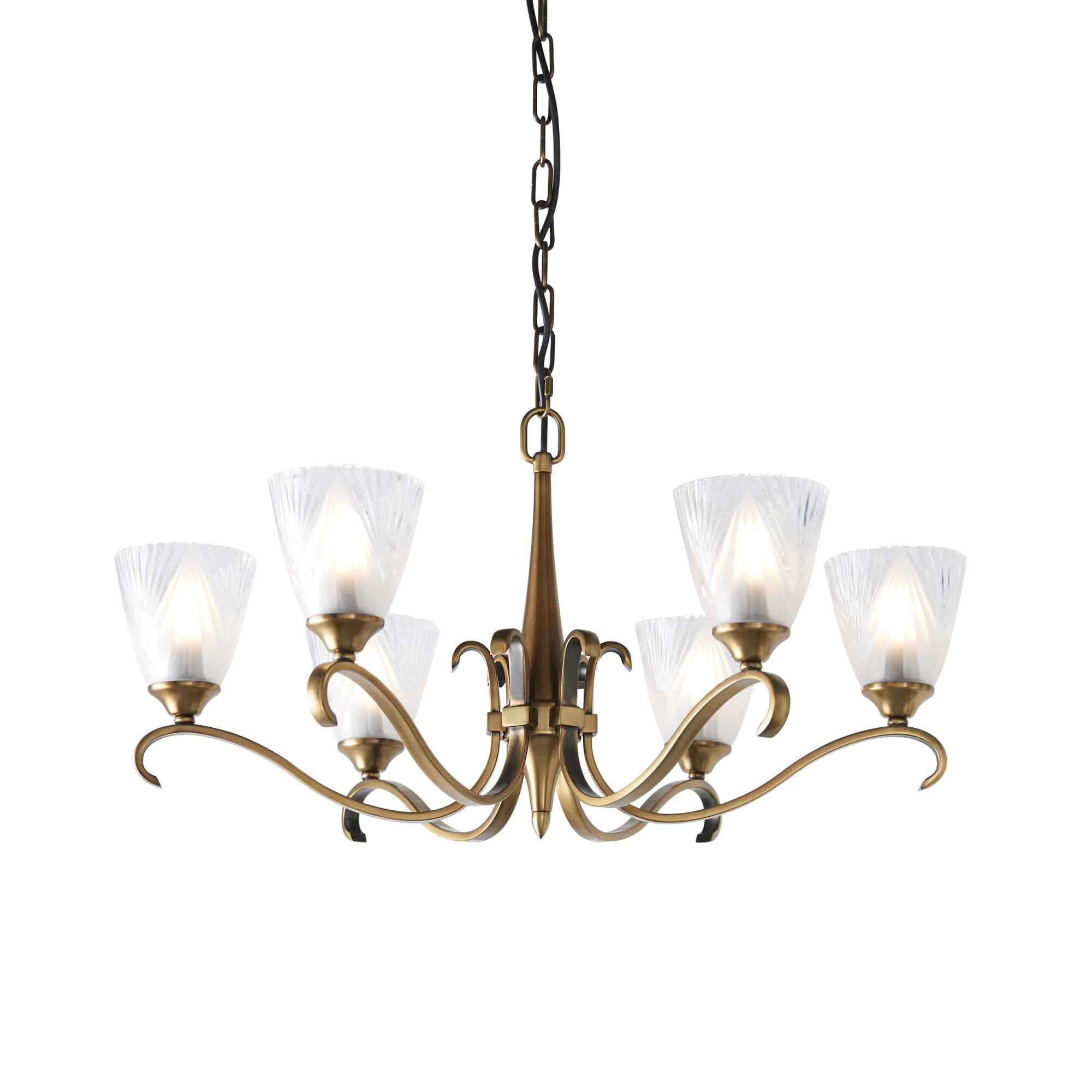 Interiors 1900 Columbia 6 Light Pendant - Antique Brass with Clear & Frosted Glass