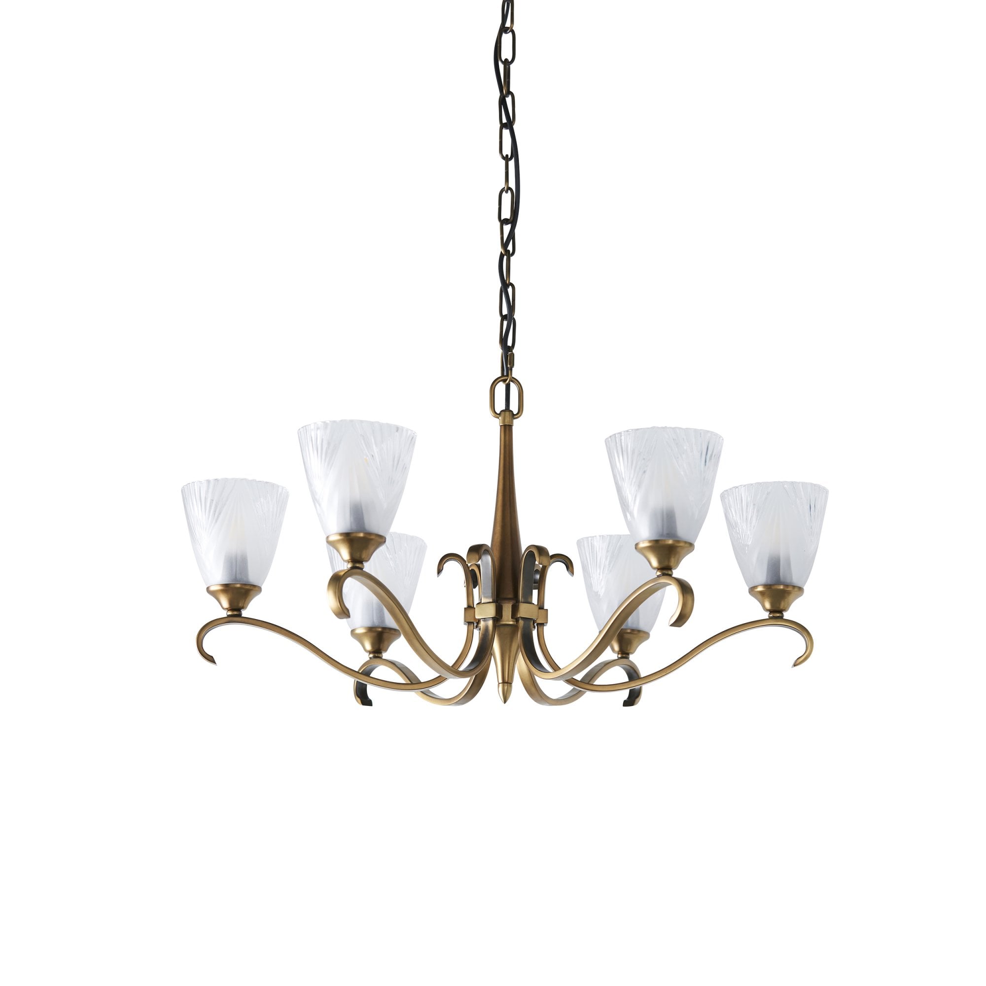Interiors 1900 Columbia 6 Light Pendant - Antique Brass with Clear & Frosted Glass