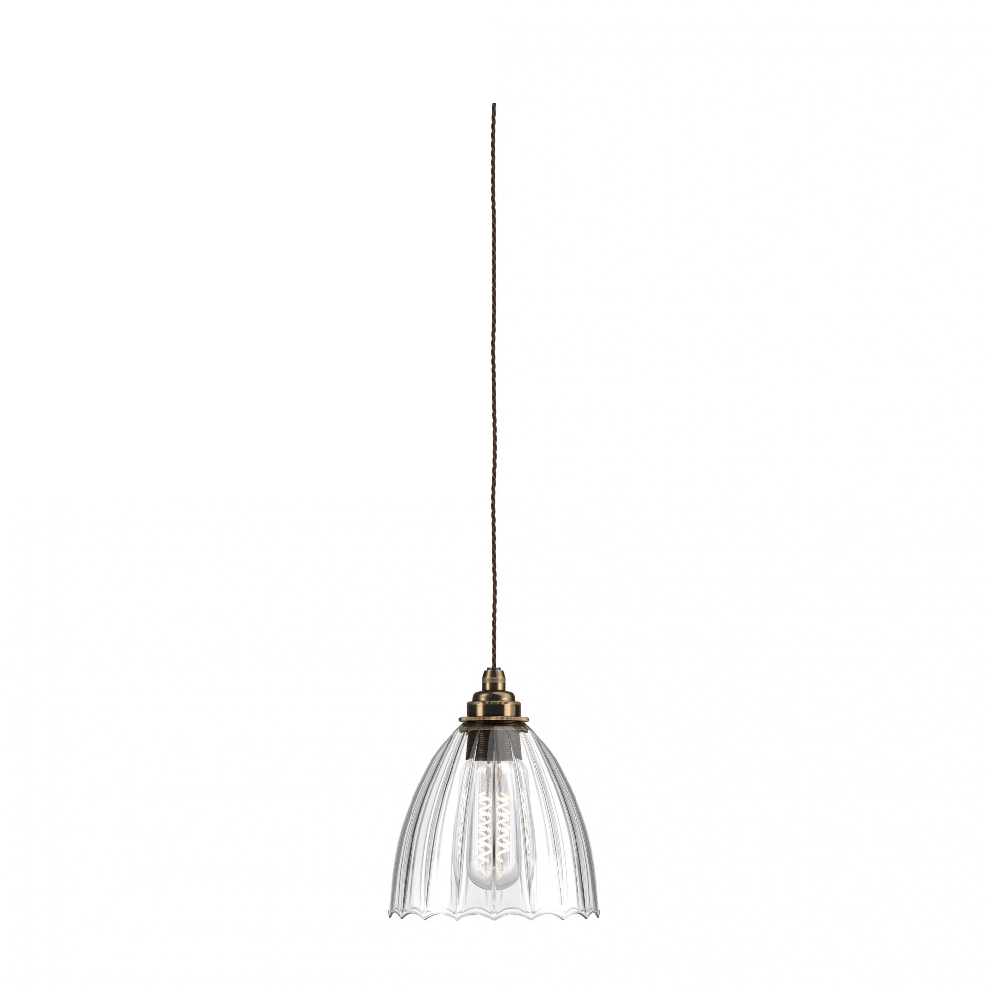 Fritz Fryer Ledbury Ribbed Glass Pendant Light - Medium (Various Colour Options)