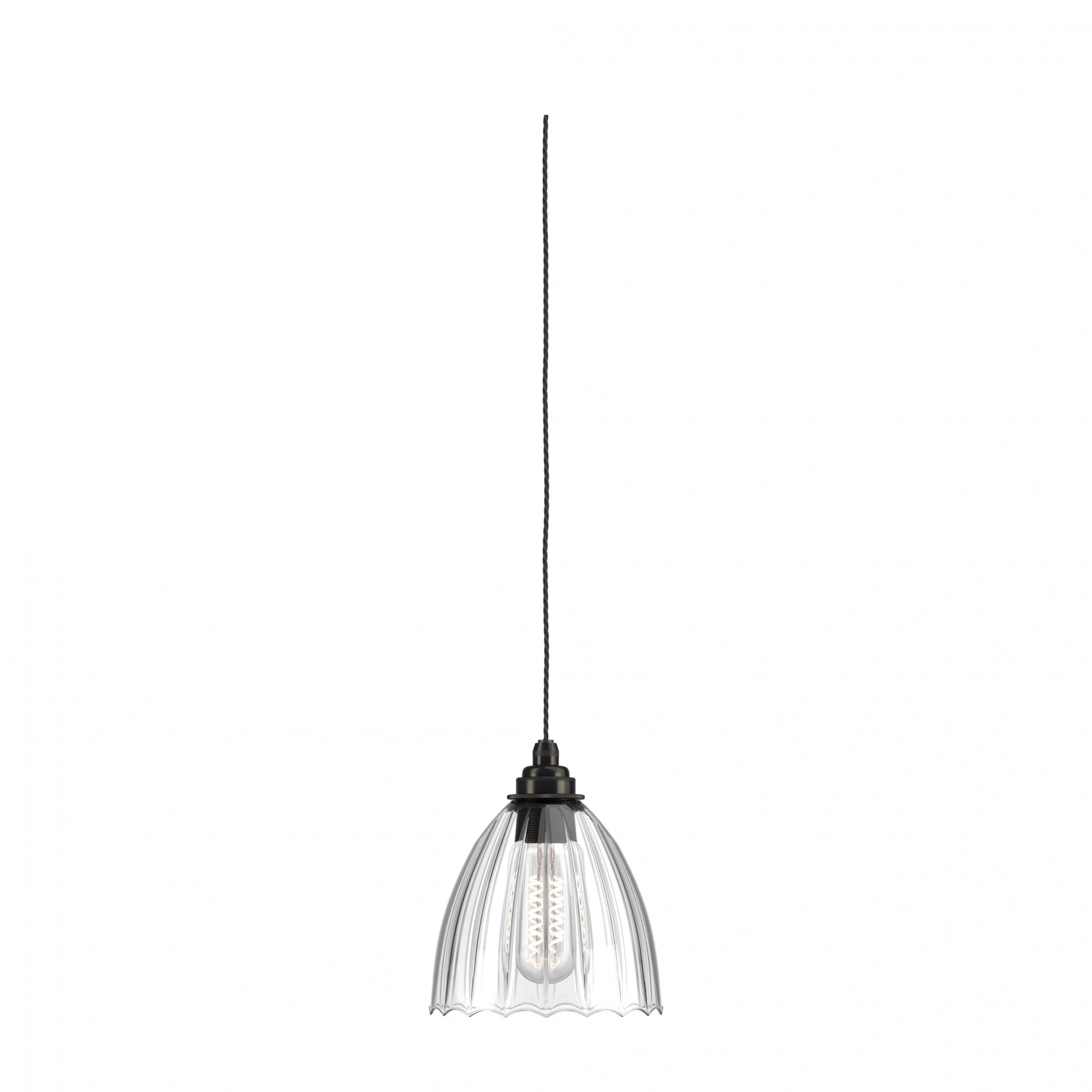 Fritz Fryer Ledbury Ribbed Glass Pendant Light - Medium (Various Colour Options)