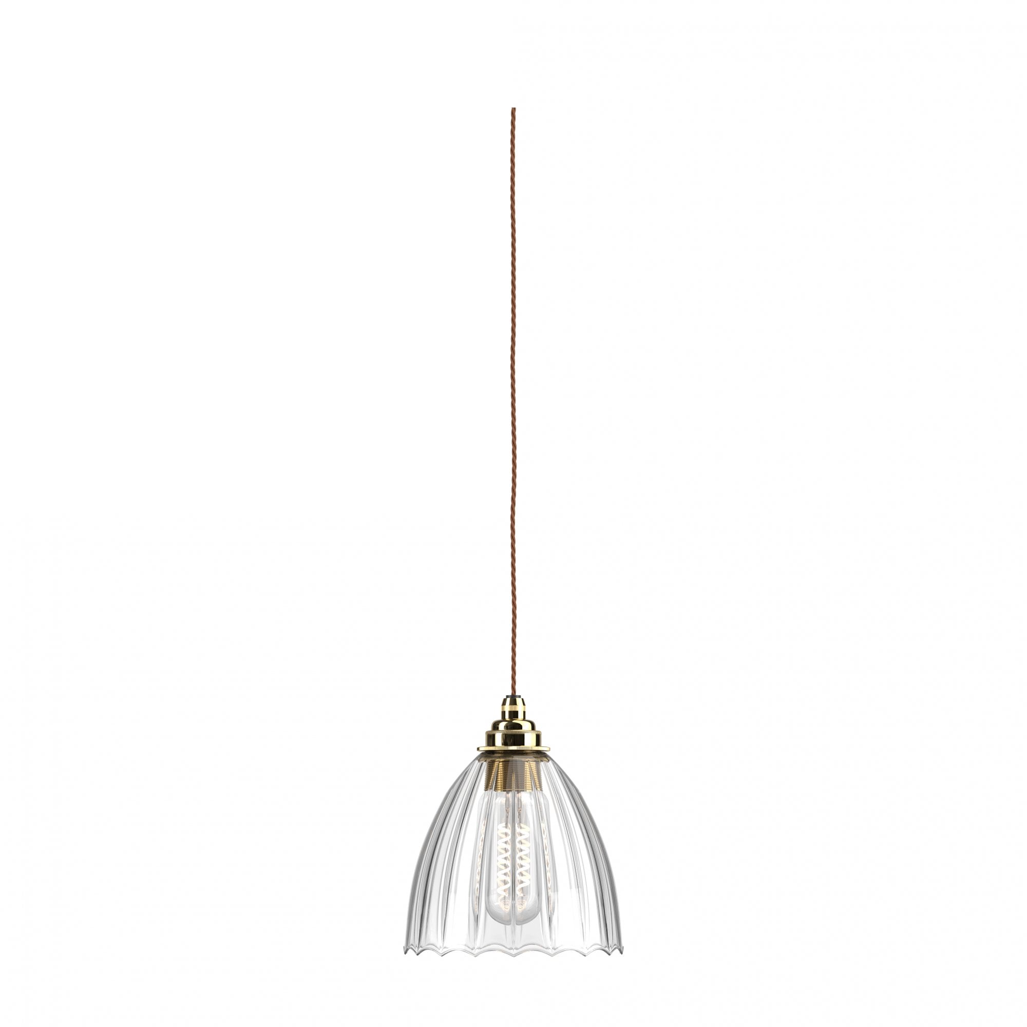 Fritz Fryer Ledbury Ribbed Glass Pendant Light - Medium (Various Colour Options)