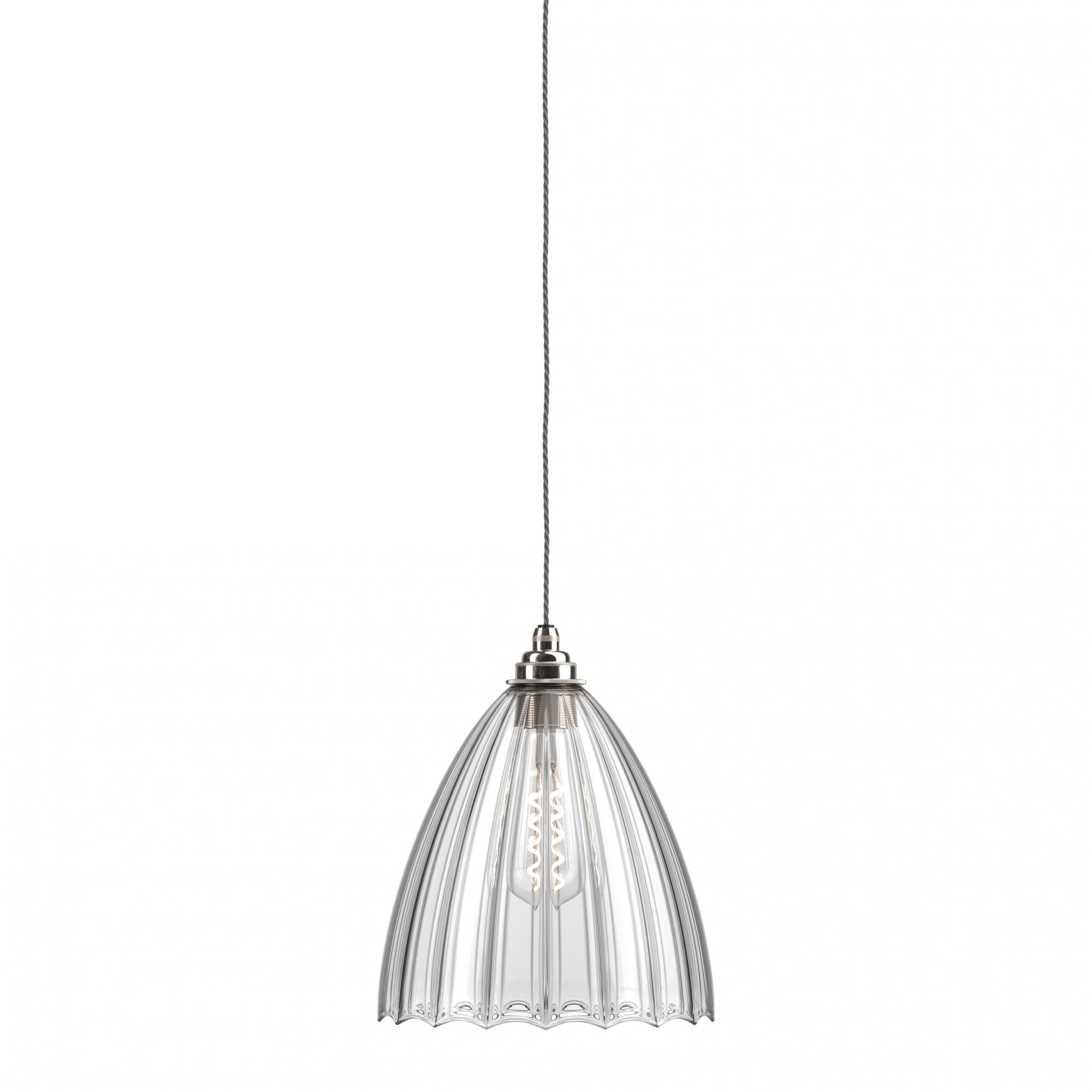 Fritz Fryer Ledbury Ribbed Glass Pendant Light - Large (Various Colour Options)