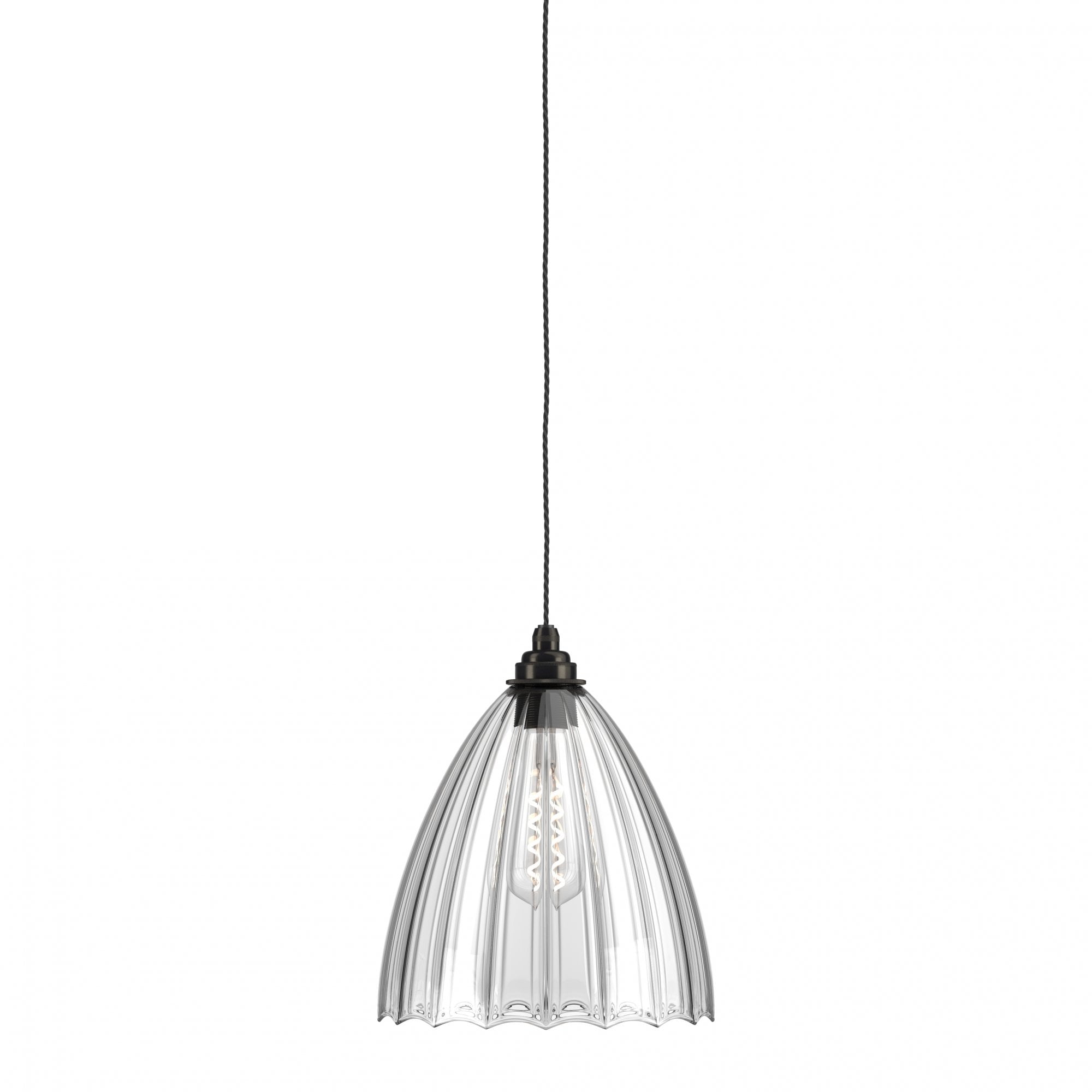 Fritz Fryer Ledbury Ribbed Glass Pendant Light - Large (Various Colour Options)