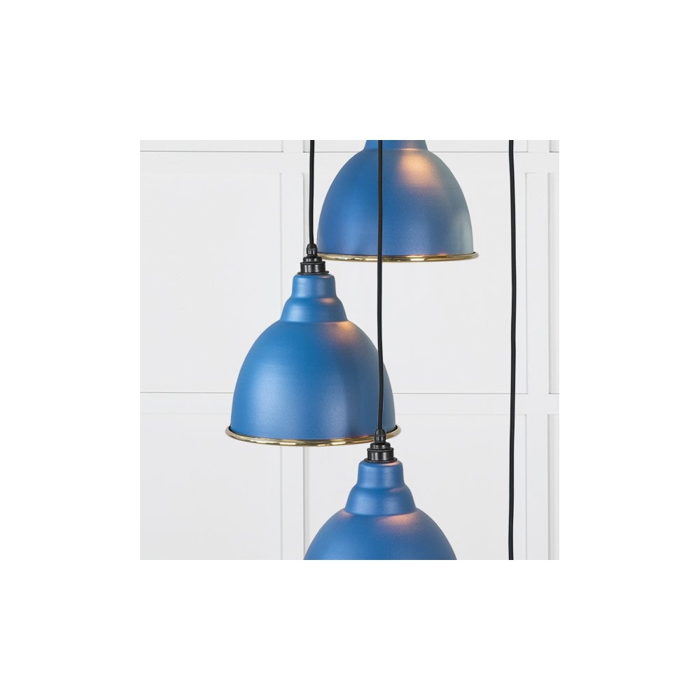 From The Anvil Hammered Brass Brindley Cluster Pendant - Upstream (Blue)