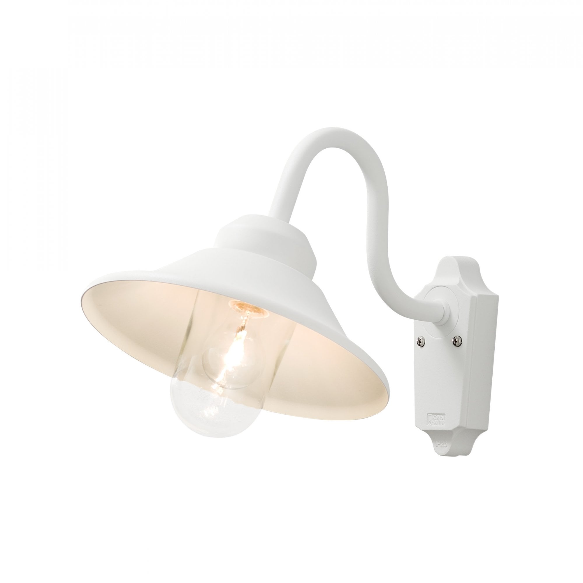 Konstsmide Vega Hooded Wall Light - Curved Arm -  Matt White