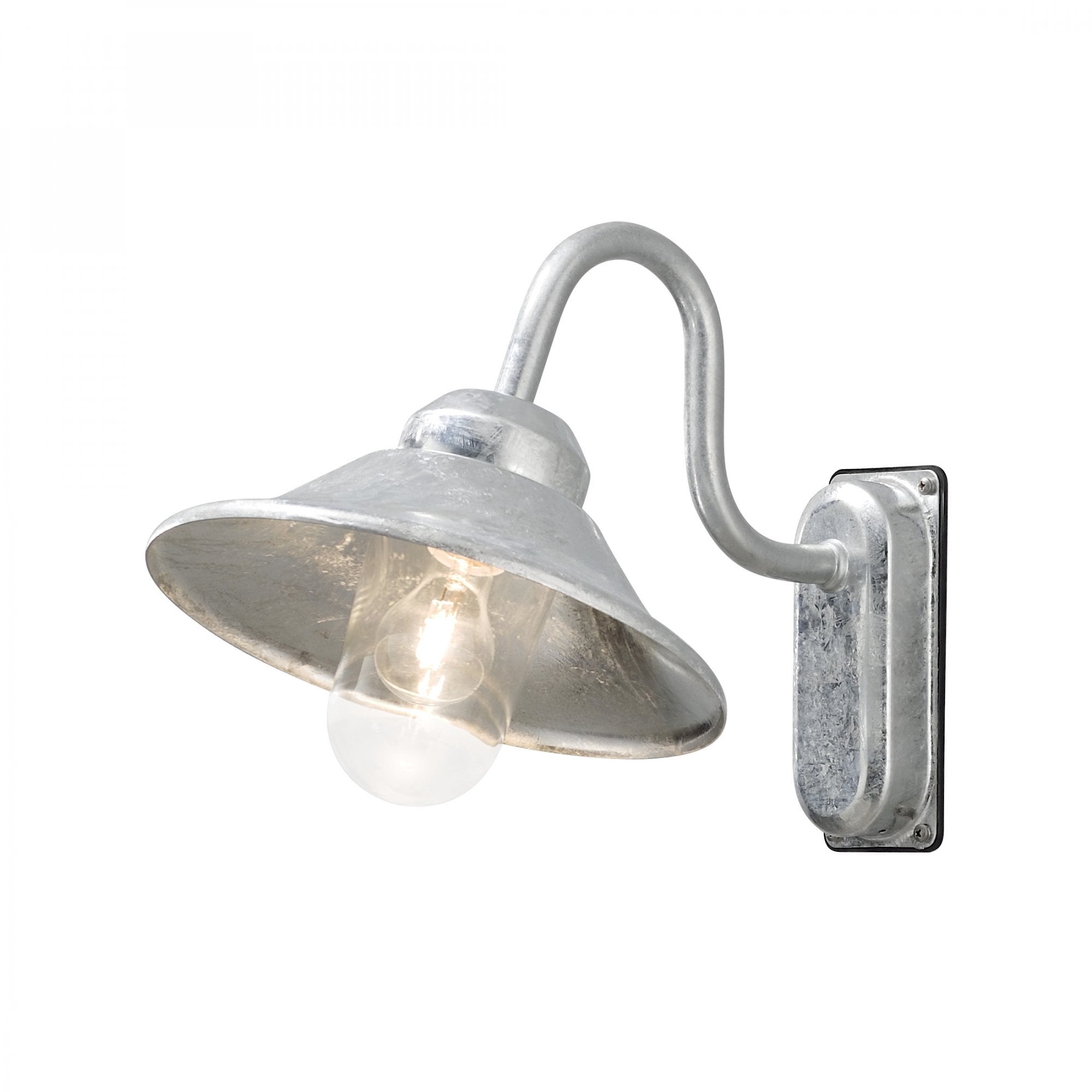 Konstsmide Vega Hooded Wall Light - Curved Arm - Galvanised