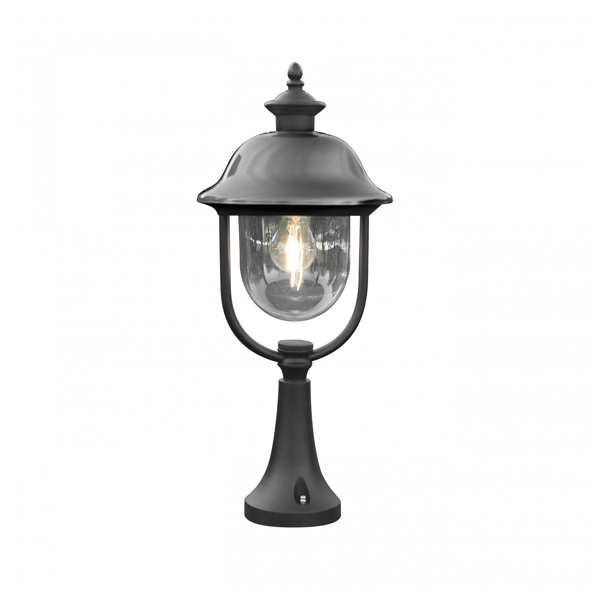 Konstsmide Parma Post Light - Matt Black with Stainless Steel Hat