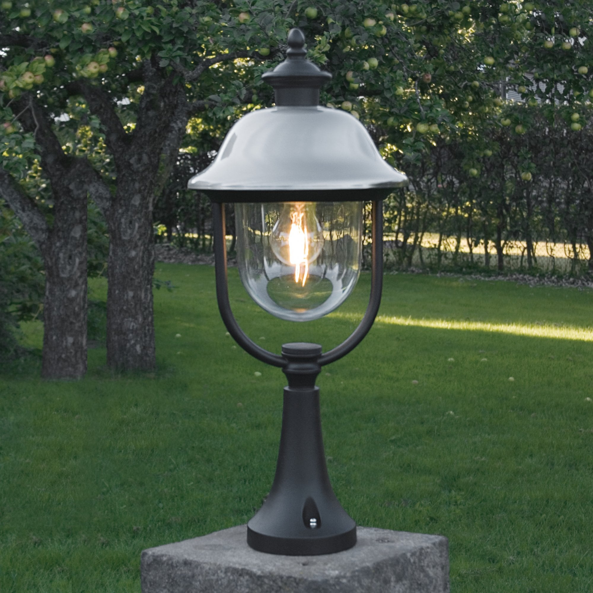 Konstsmide Parma Post Light - Matt Black with Stainless Steel Hat