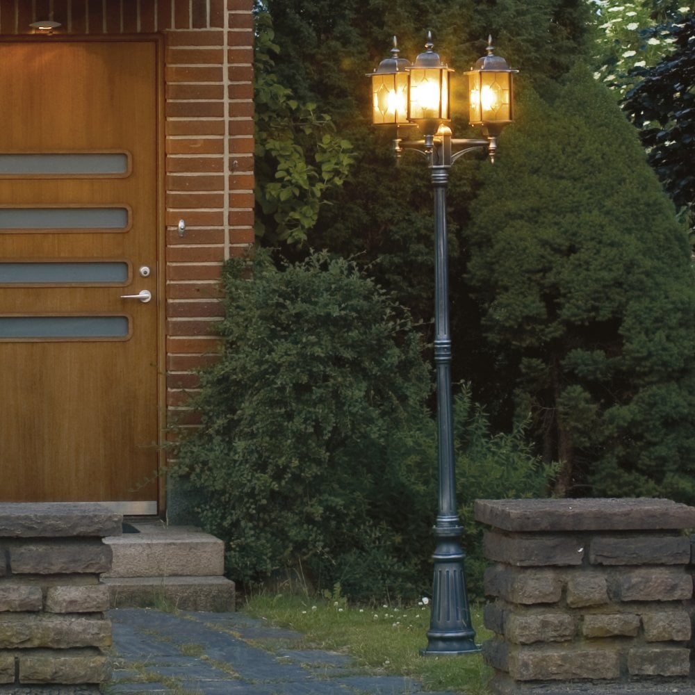 Konstsmide Milano Triple Head Lampost - Black