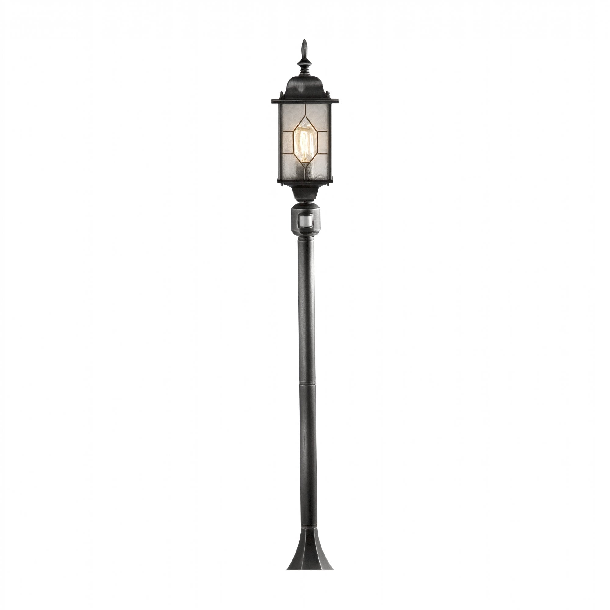 Konstsmide Milano Single Post Light with PIR - Black
