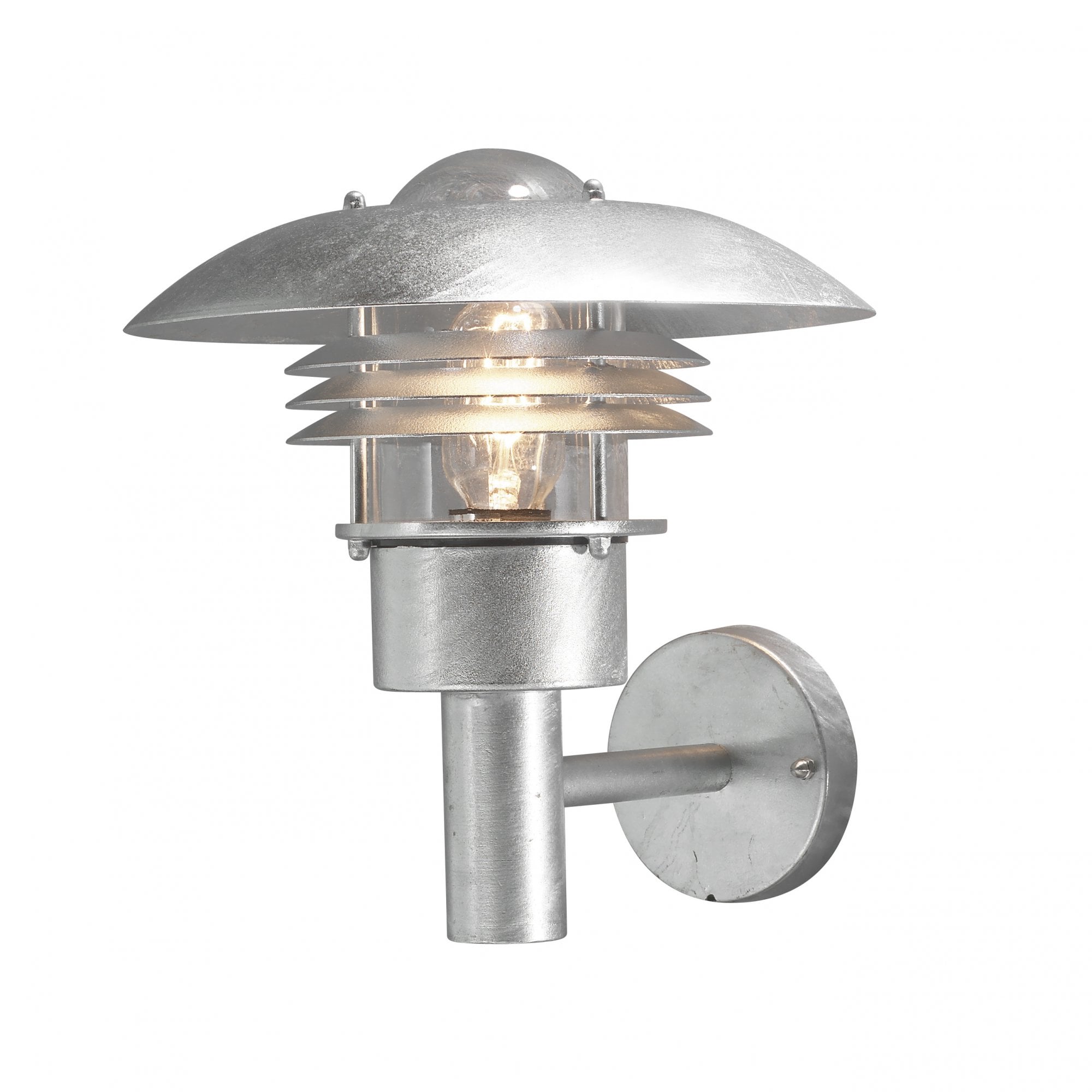 Konstsmide Modena Tall Louvre Wall Lantern - Galvanised Steel
