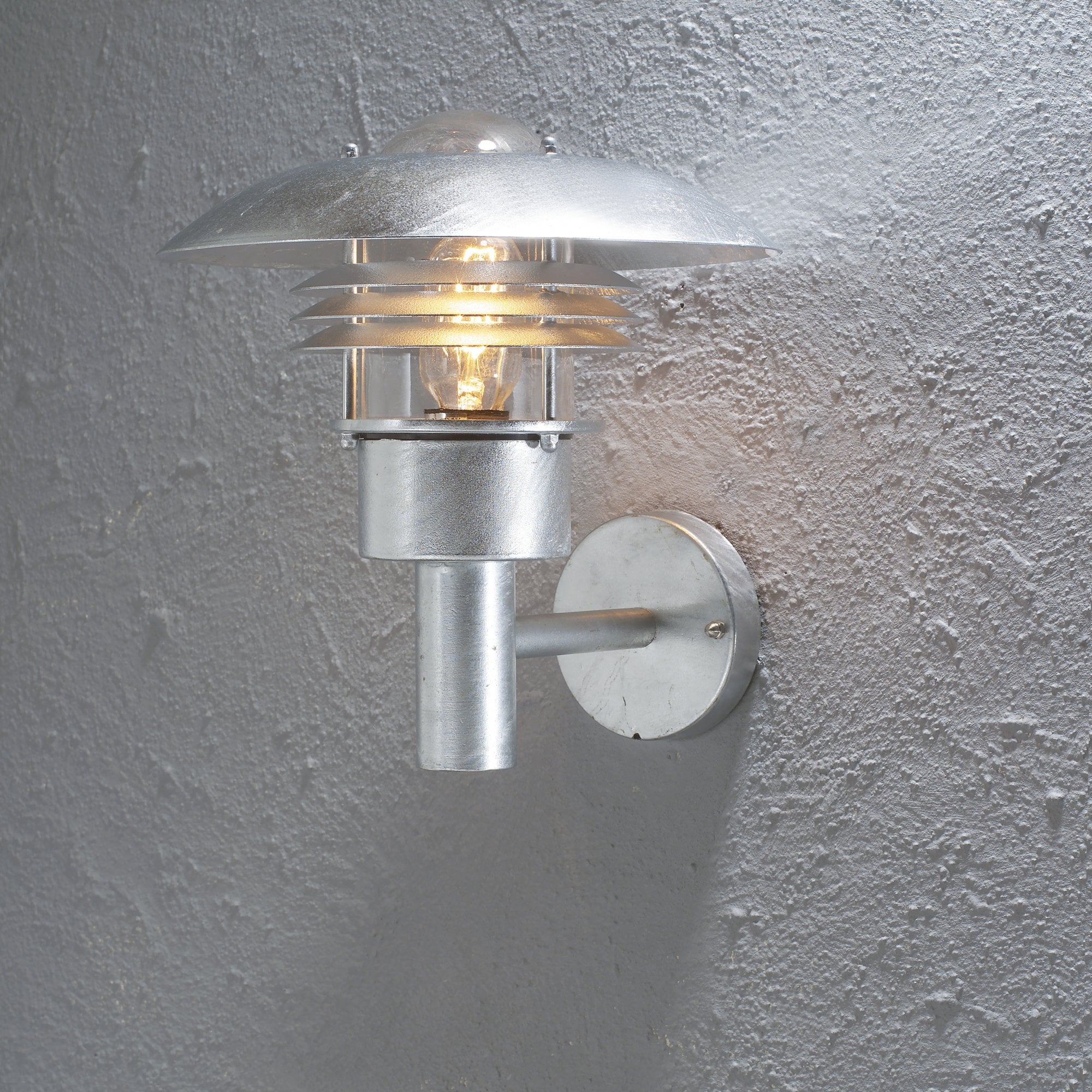 Konstsmide Modena Tall Louvre Wall Lantern - Galvanised Steel