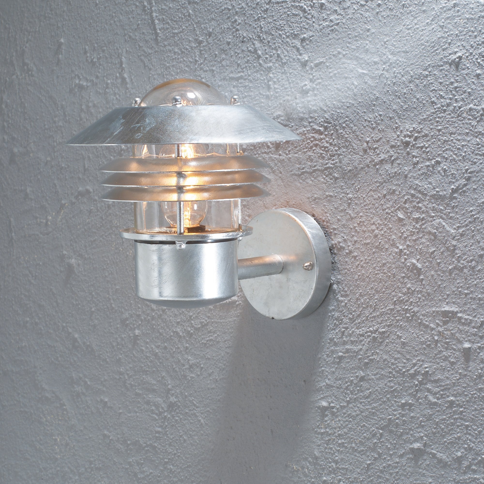 Konstsmide Modena Louvre Up Wall Lantern - Galvanised Steel