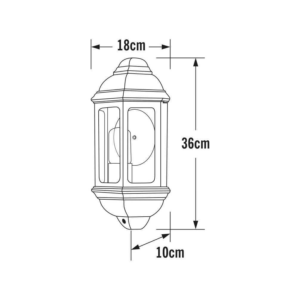 Konstsmide Cagliari Flush Half Lantern - Matt Black