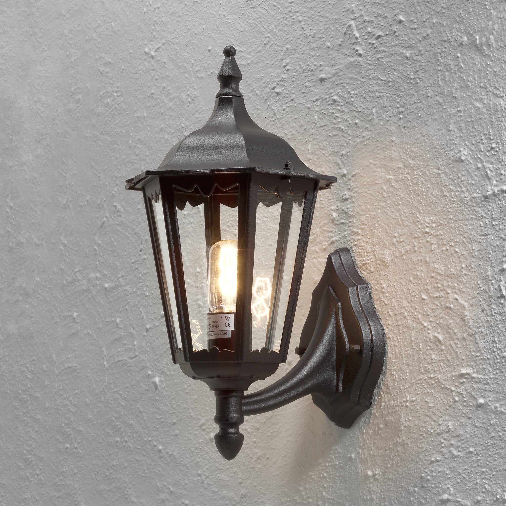 Konstsmide Firenze 45cm Up Wall Light - Matt Black