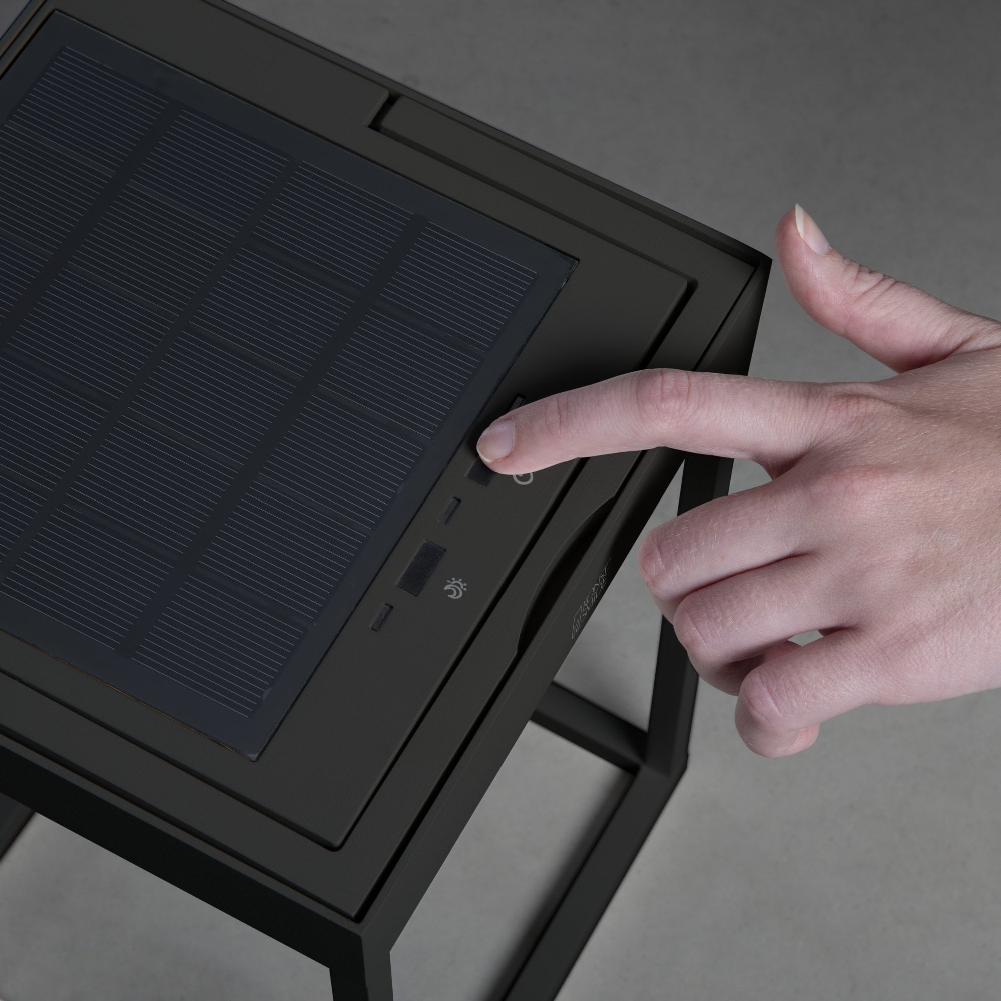 Konstsmide Portofino Solar Lantern with USB - Matt Black