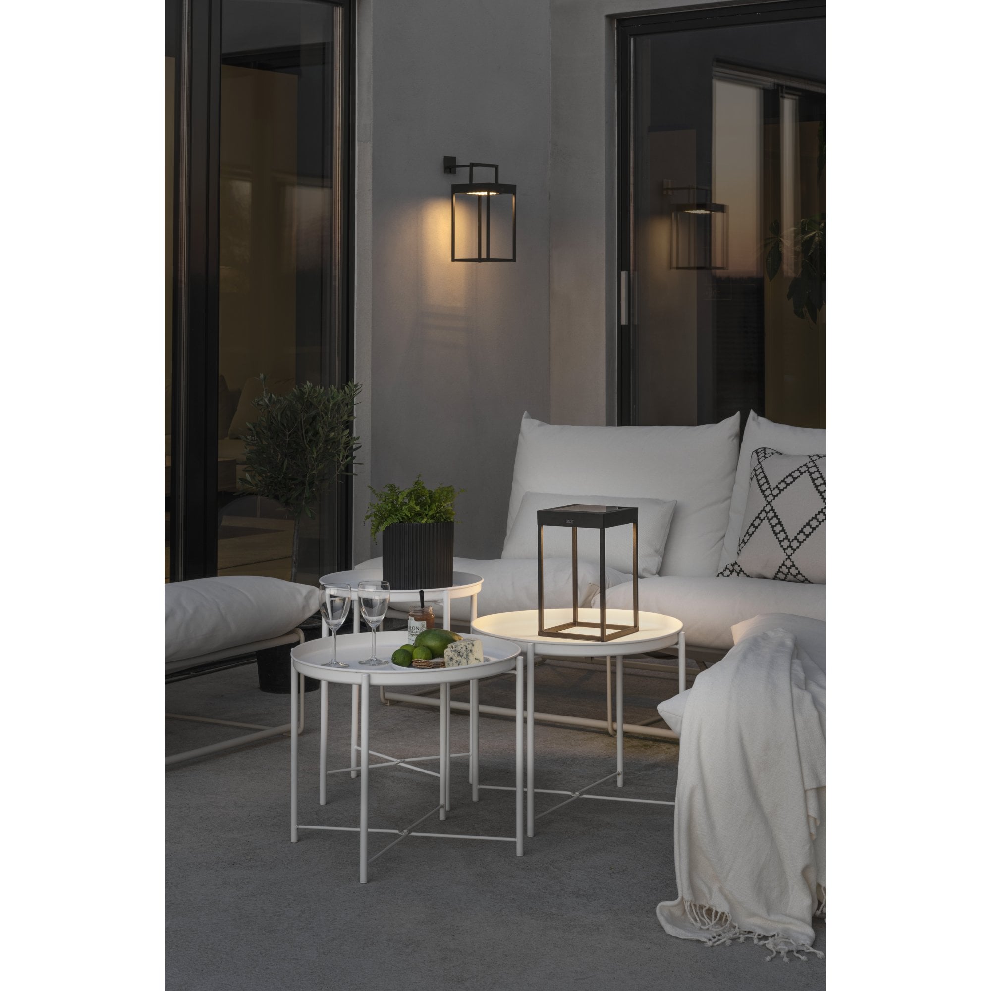 Konstsmide Portofino Solar Lantern with USB - Matt Black