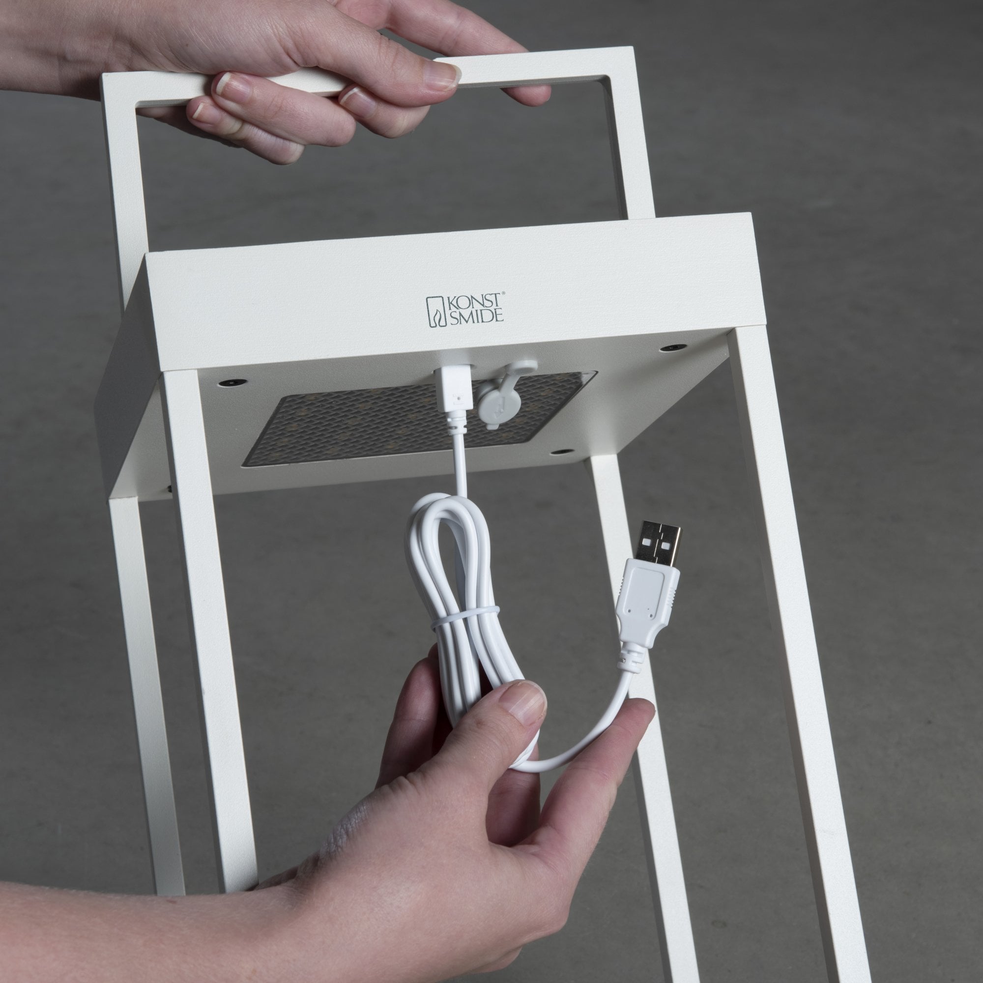 Konstsmide Portofino Solar Lantern with USB - Matt White