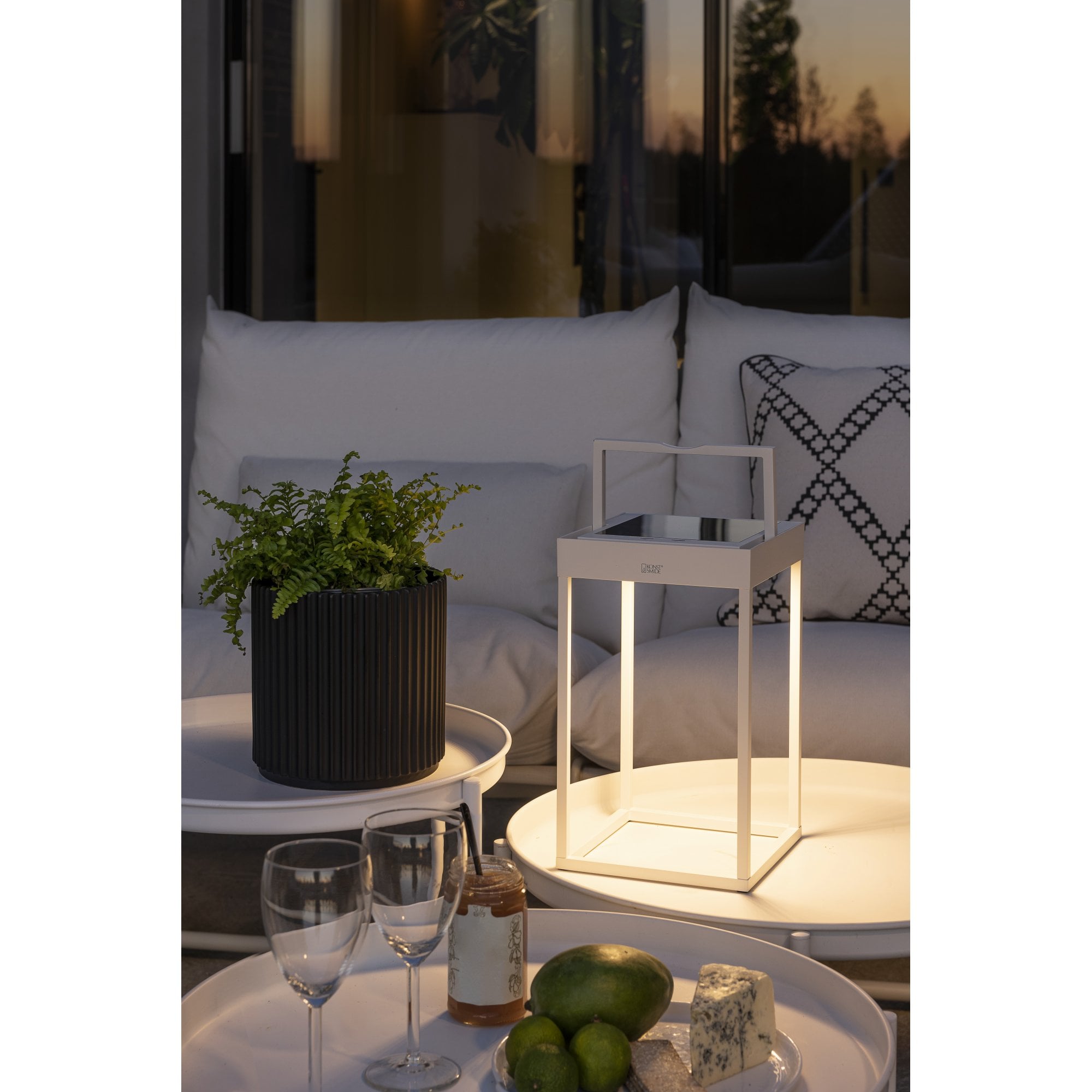 Konstsmide Portofino Solar Lantern with USB - Matt White