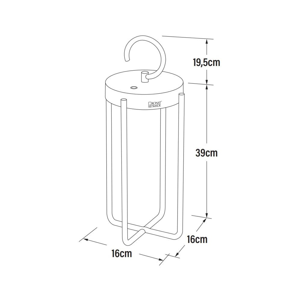 Konstsmide Manorola Outdoor Lantern with USB - Matt Black